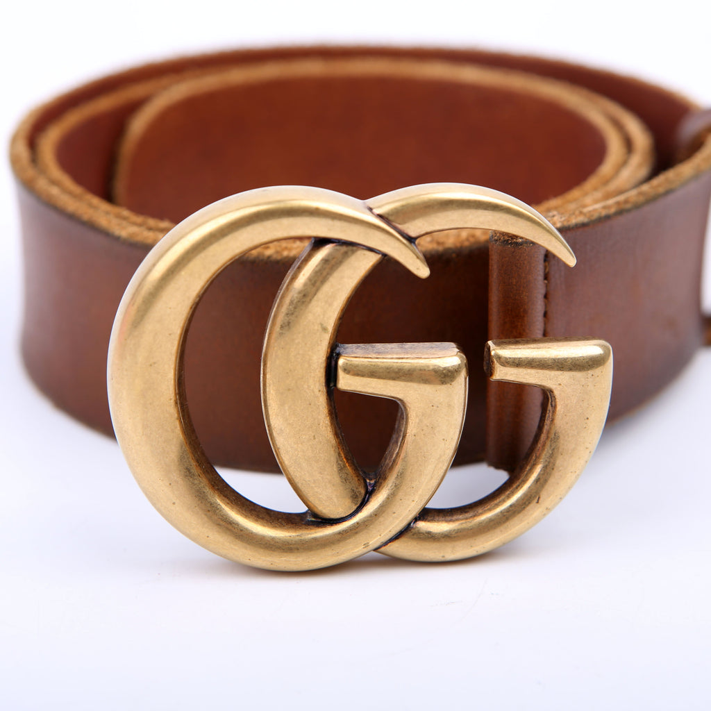 409416 Marmont Leather Belt Size 80/32 Brown