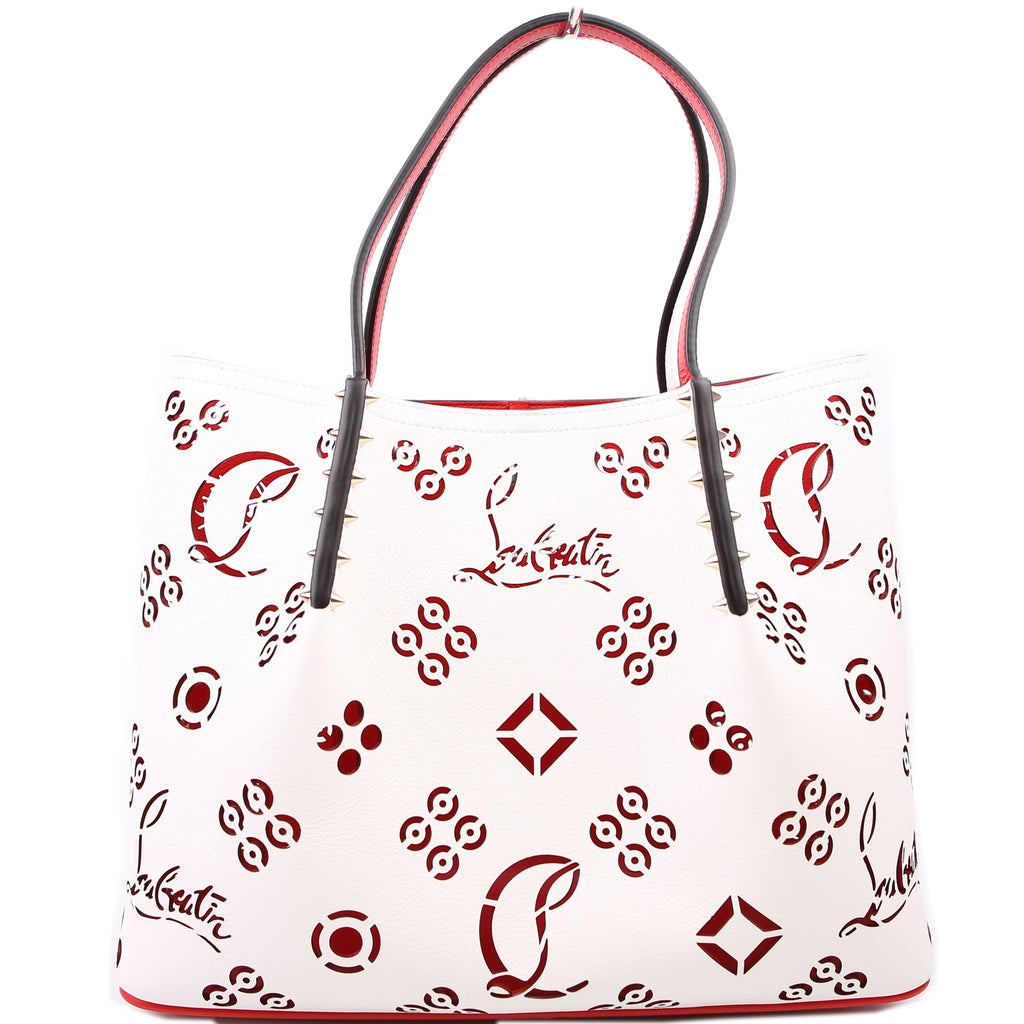 Cabarock Loubinthesky Perforated Leather Large Tote White