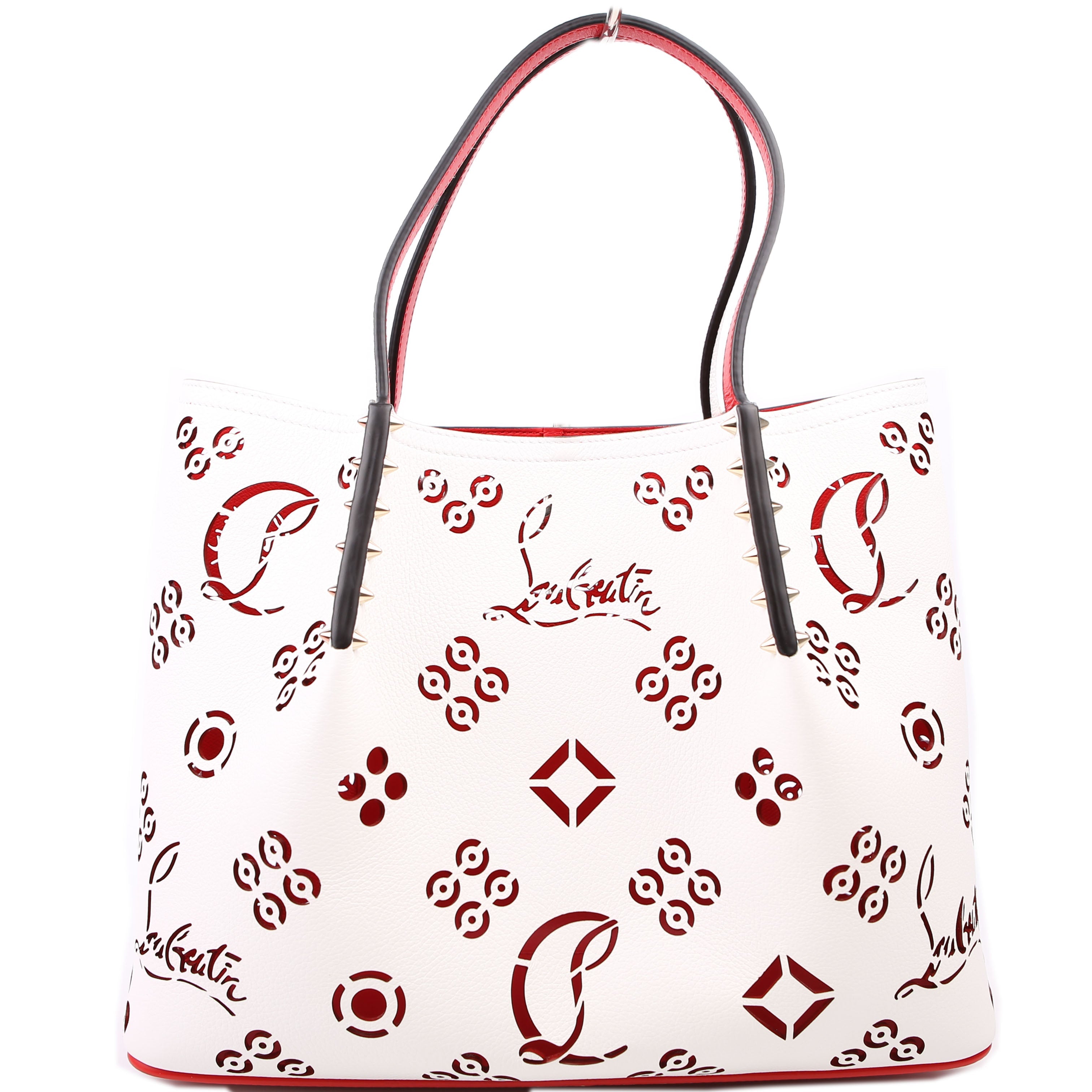 Cabarock Loubinthesky Perforated Leather Large Tote White