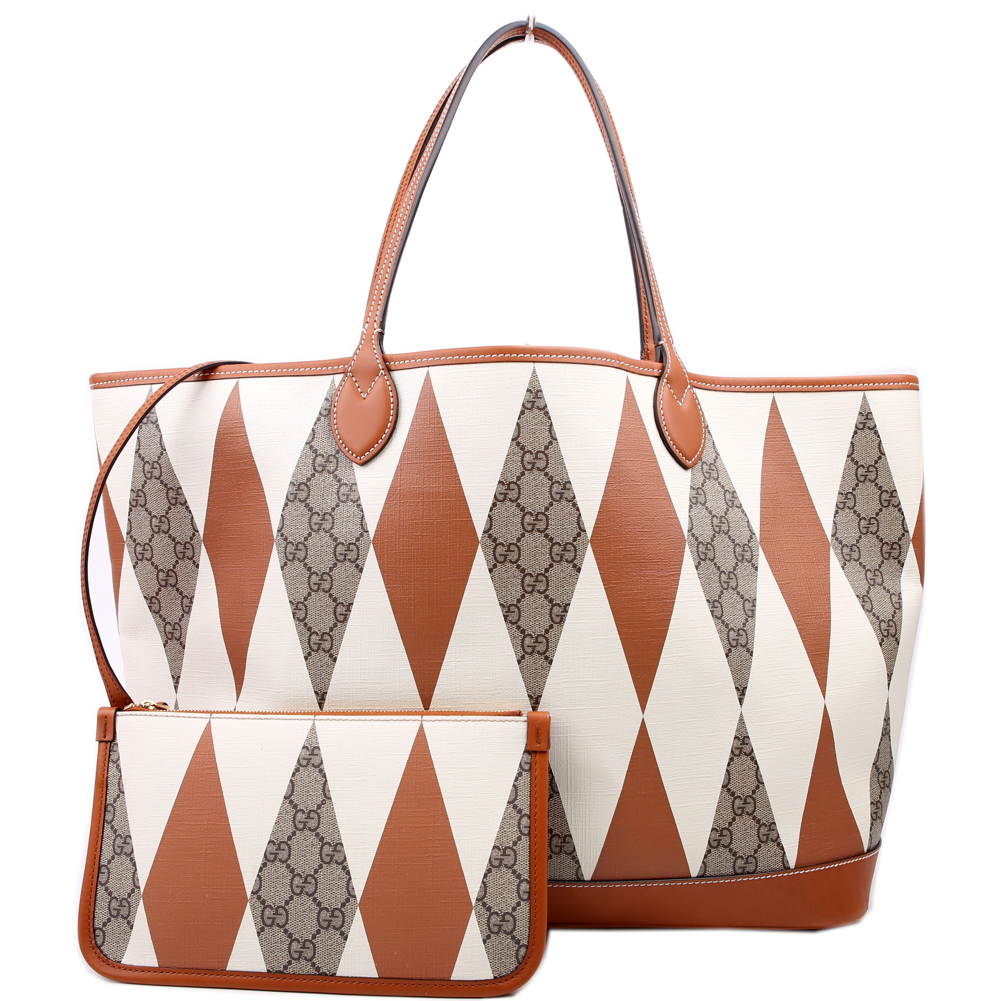 726755 GG Supreme Rhombus Tote With Pouch Large Brown
