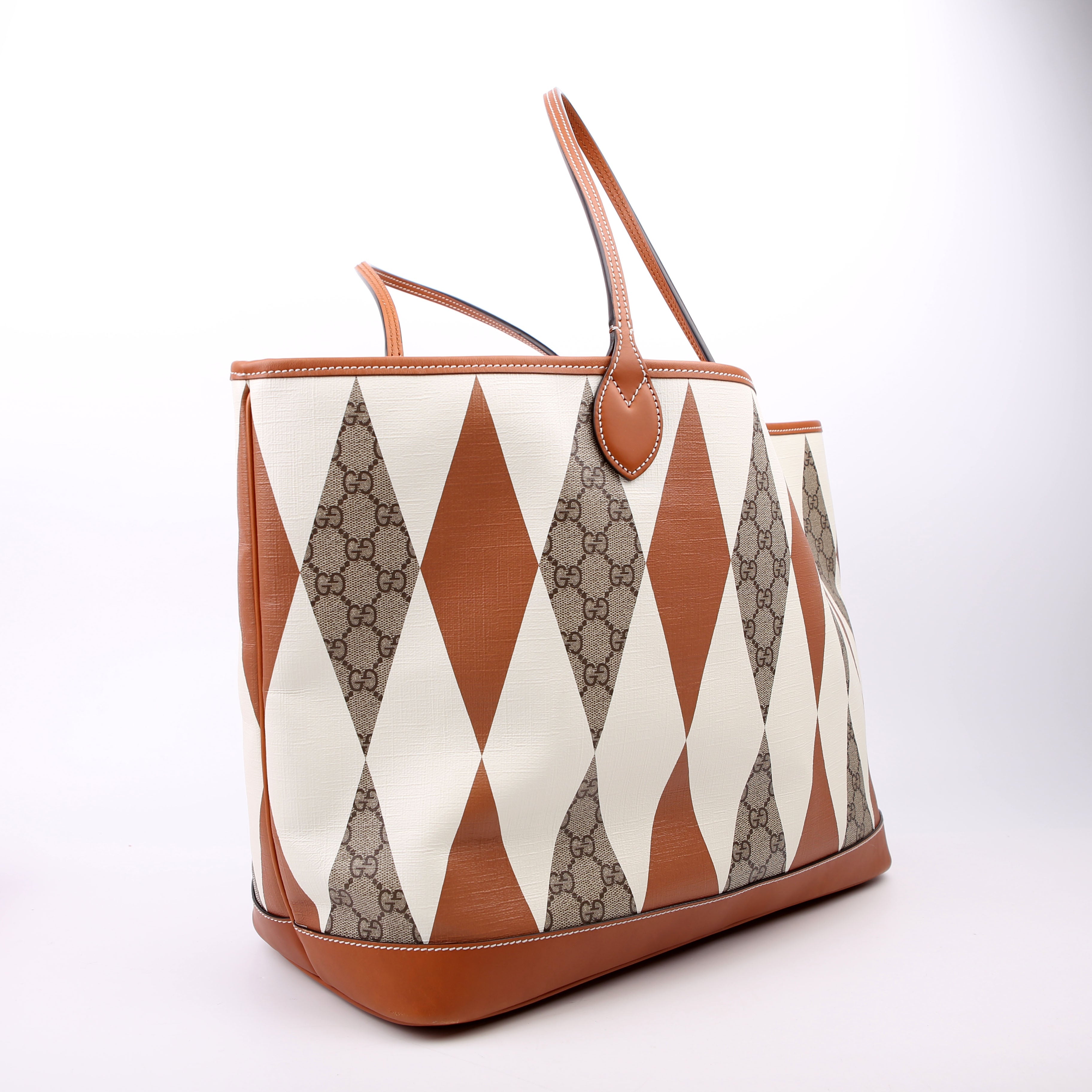 726755 GG Supreme Rhombus Tote With Pouch Large Brown