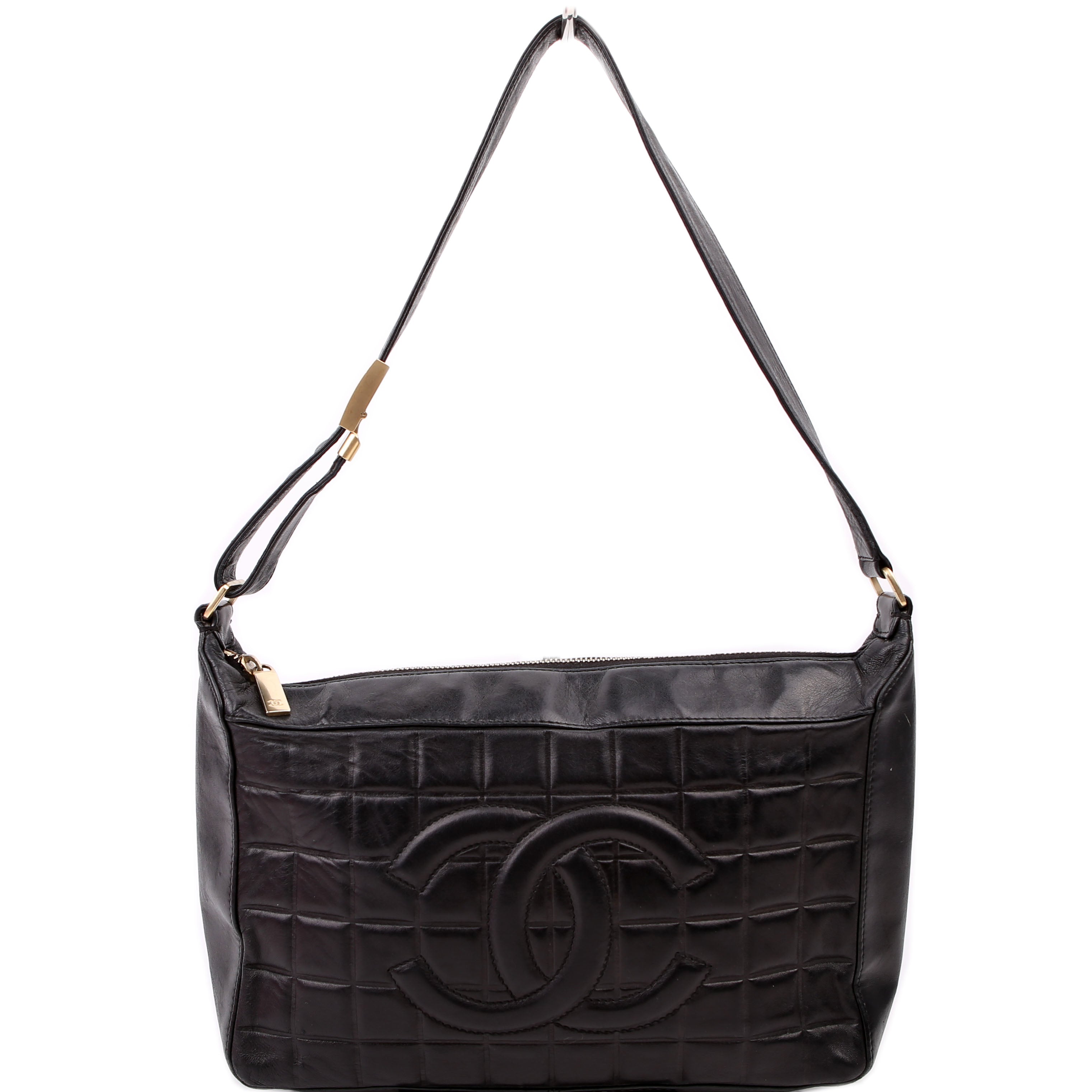 Chocolate Bar Shoulder Bag Lambskin Black
