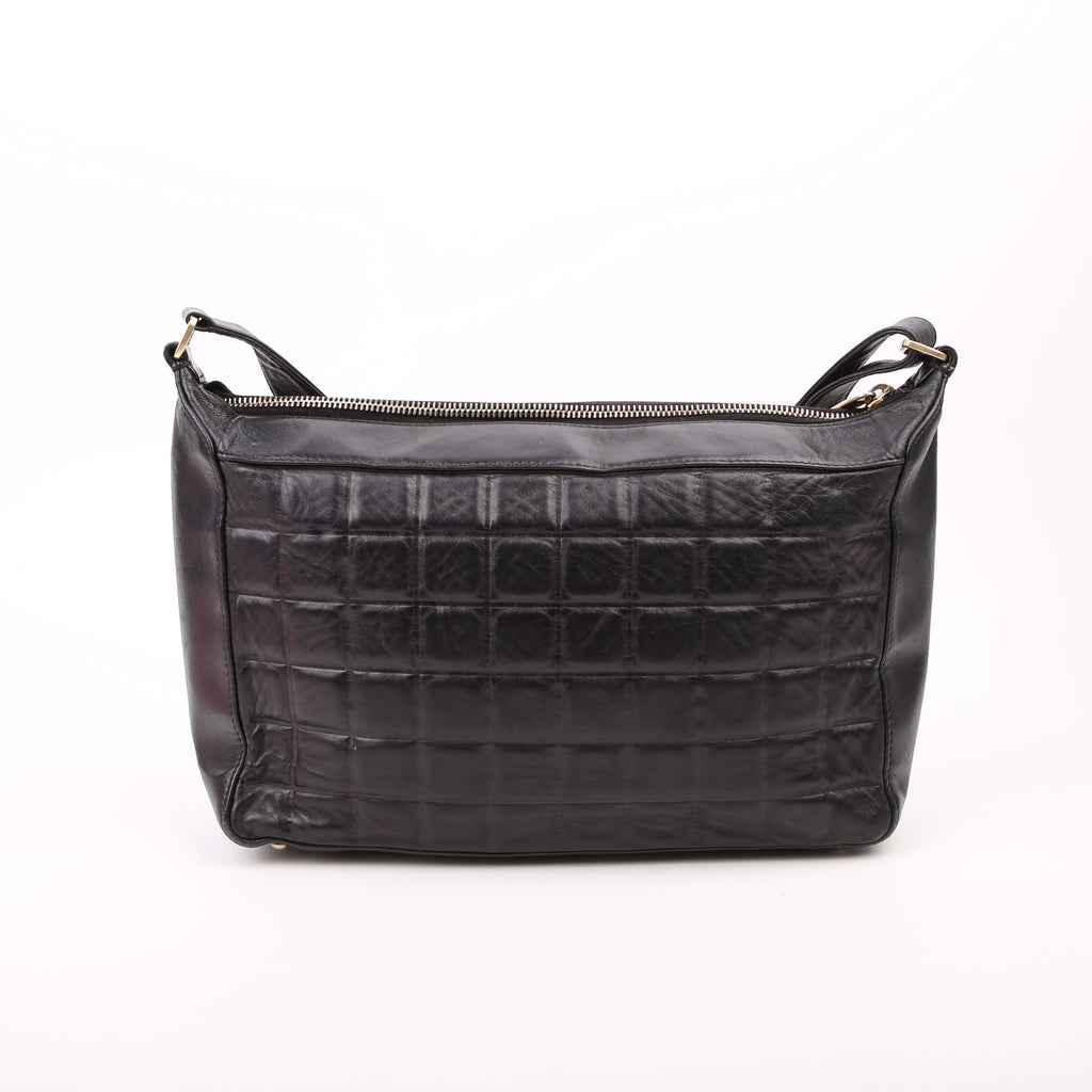 Chocolate Bar Shoulder Bag Lambskin Black