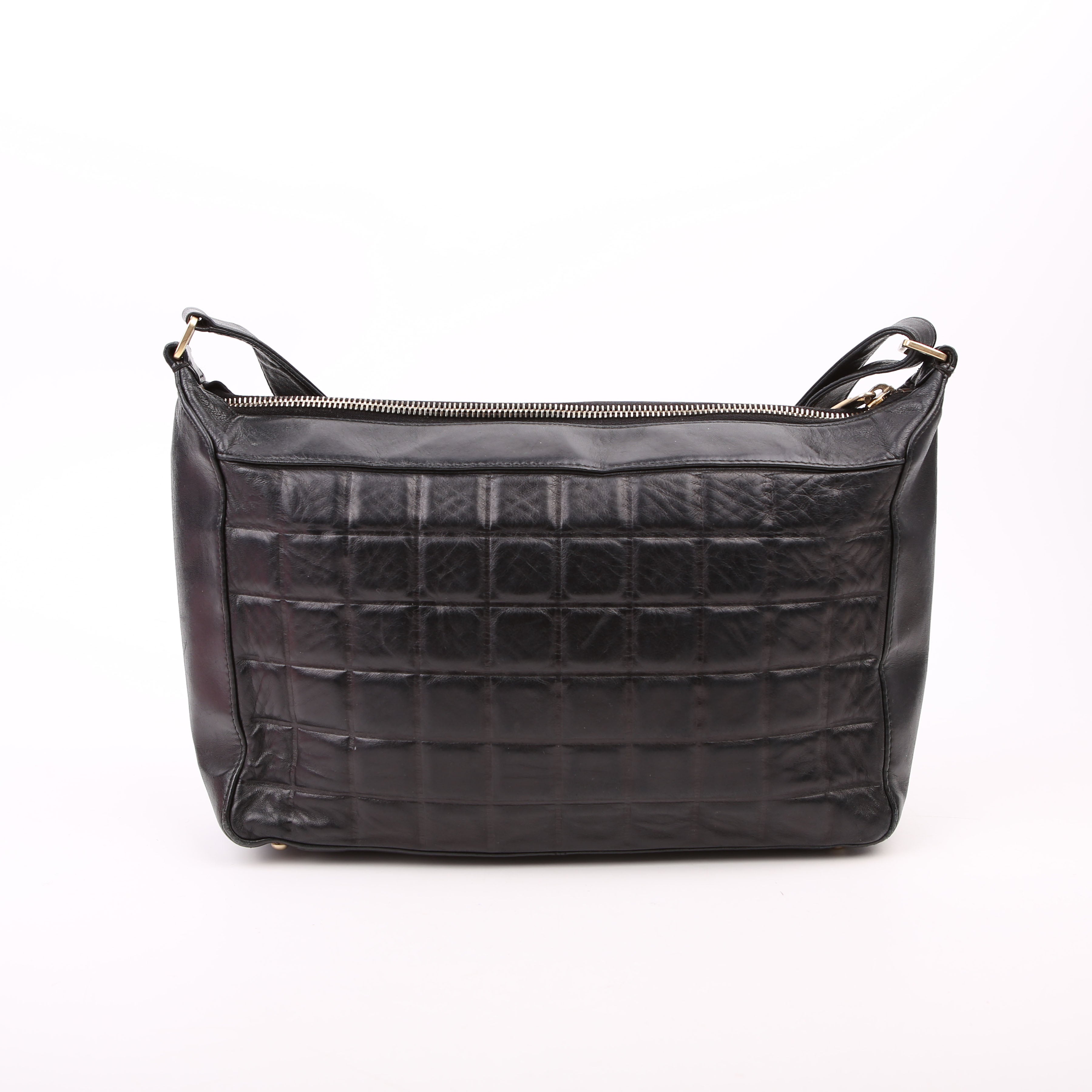 Chocolate Bar Shoulder Bag Lambskin Black