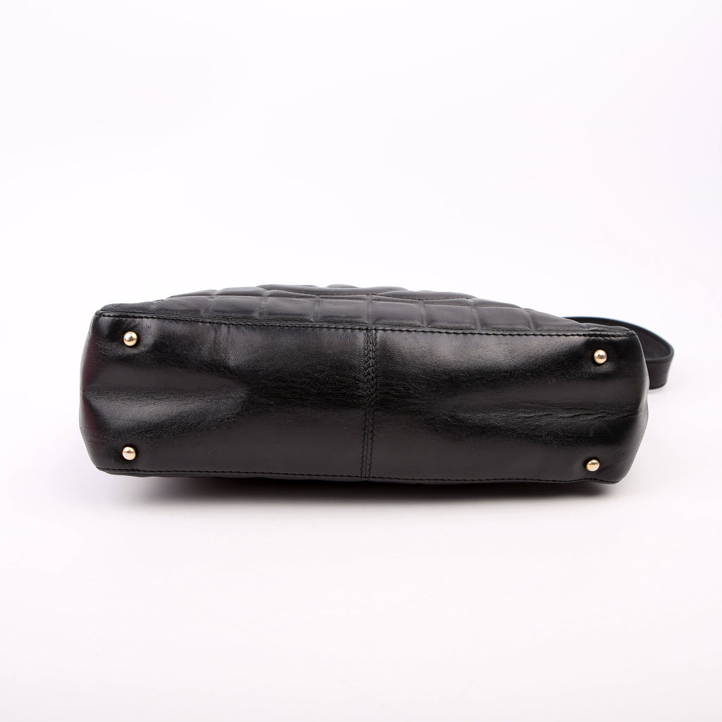 Chocolate Bar Shoulder Bag Lambskin Black