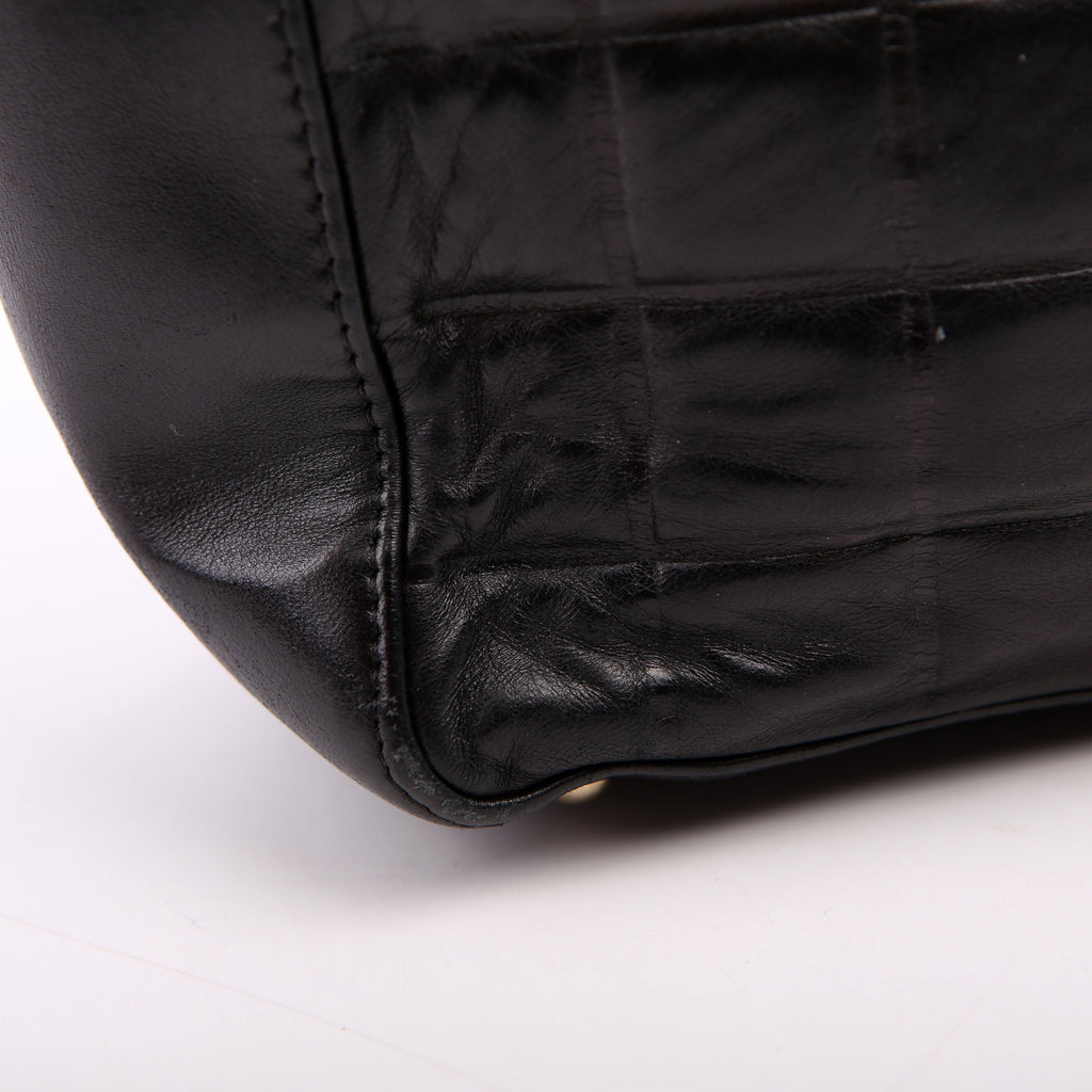 Chocolate Bar Shoulder Bag Lambskin Black