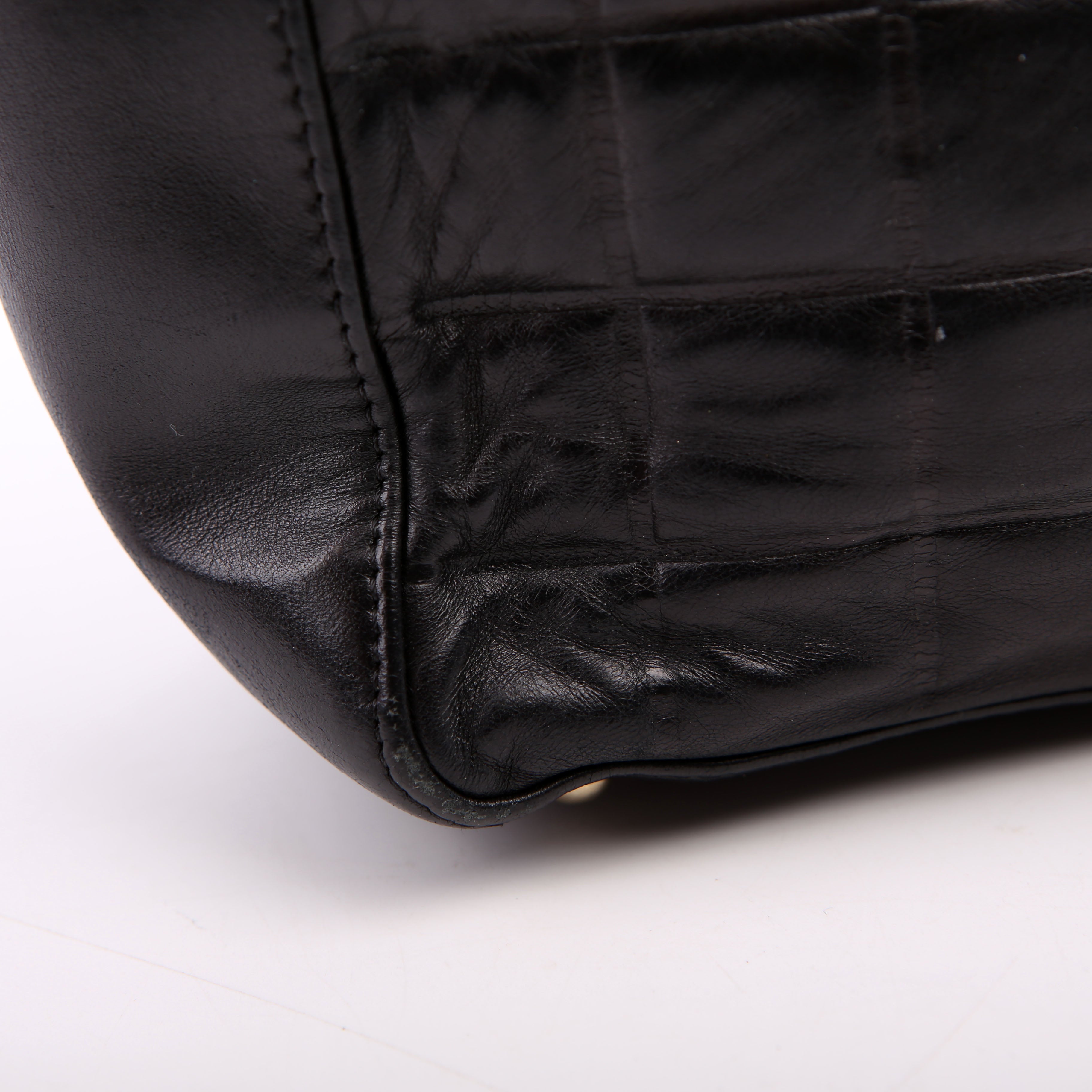 Chocolate Bar Shoulder Bag Lambskin Black