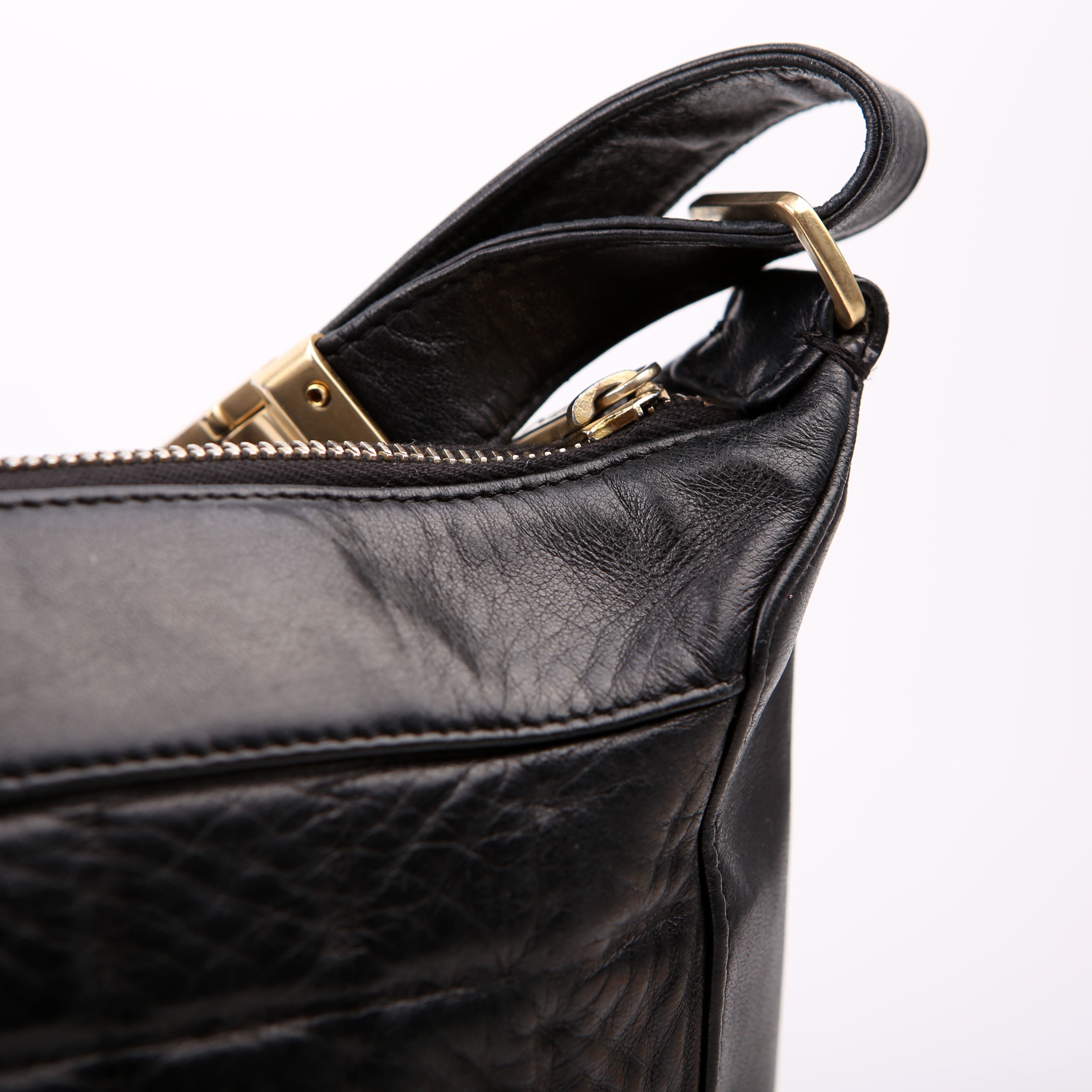 Chocolate Bar Shoulder Bag Lambskin Black