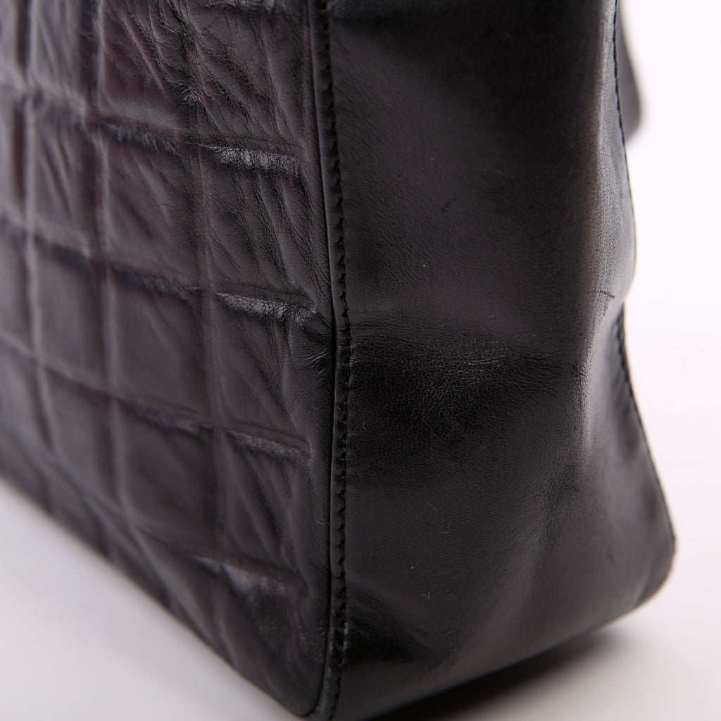 Chocolate Bar Shoulder Bag Lambskin Black