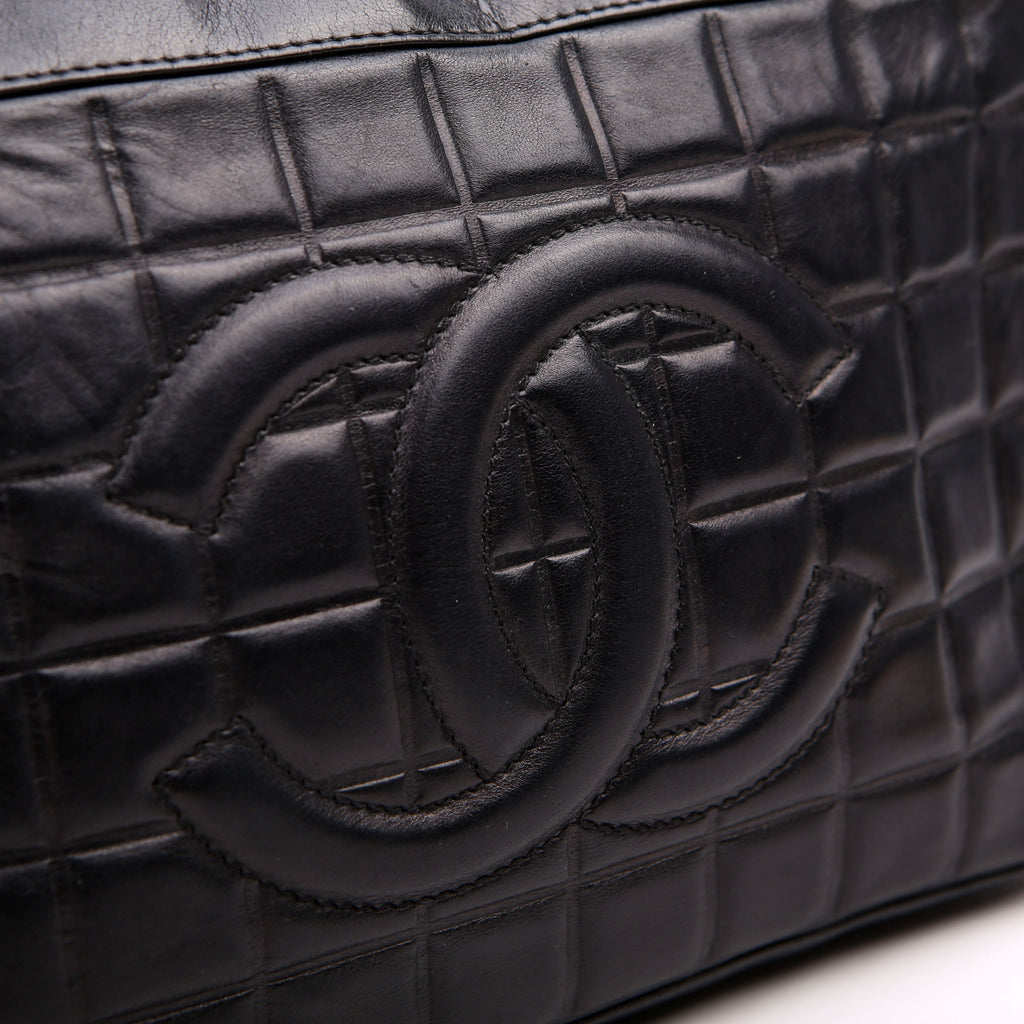 Chocolate Bar Shoulder Bag Lambskin Black