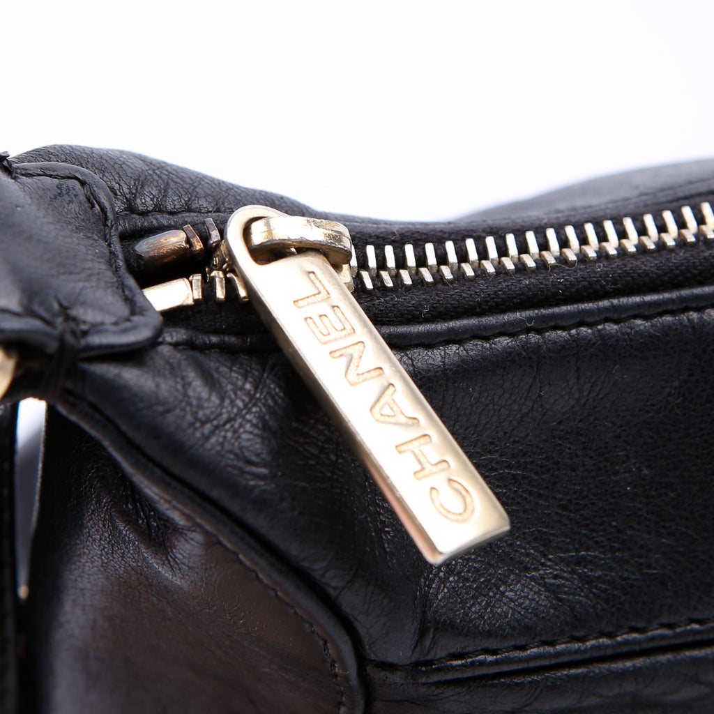 Chocolate Bar Shoulder Bag Lambskin Black