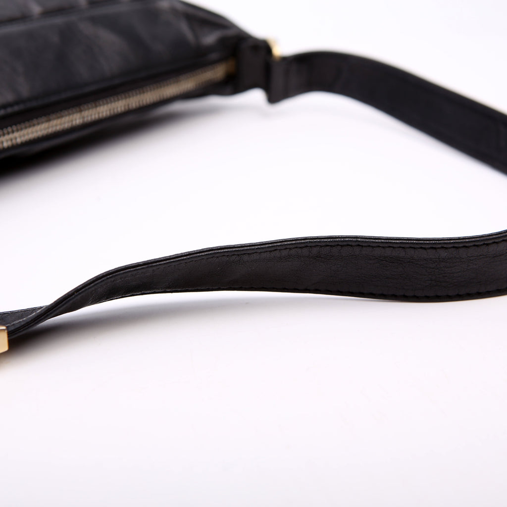 Chocolate Bar Shoulder Bag Lambskin Black