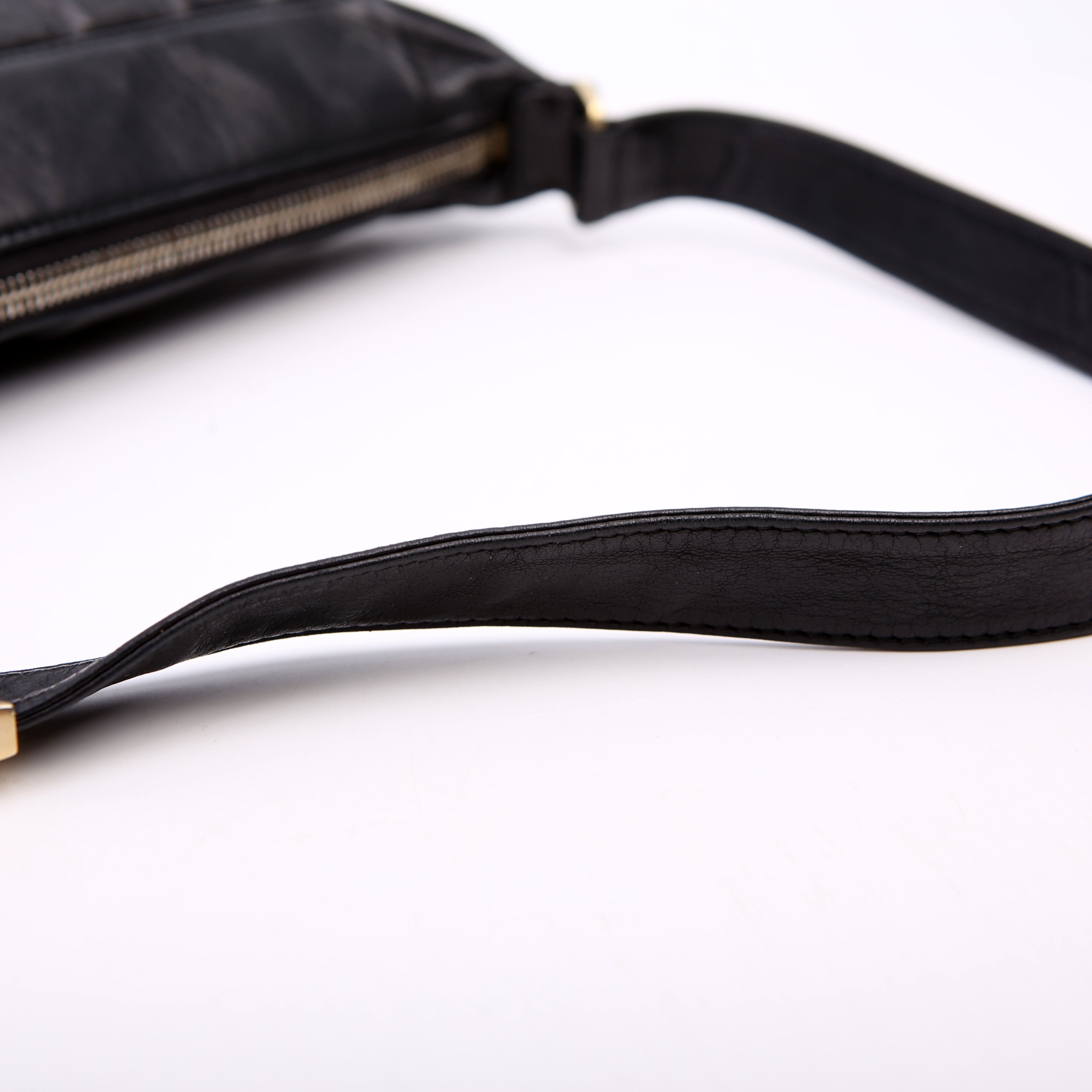 Chocolate Bar Shoulder Bag Lambskin Black