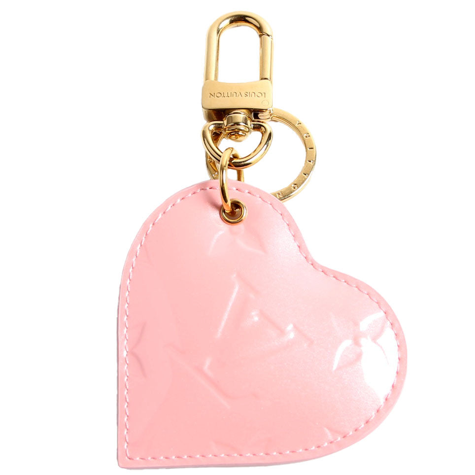Love Lock Heart Vernis Key Ring Bag Charm Pink
