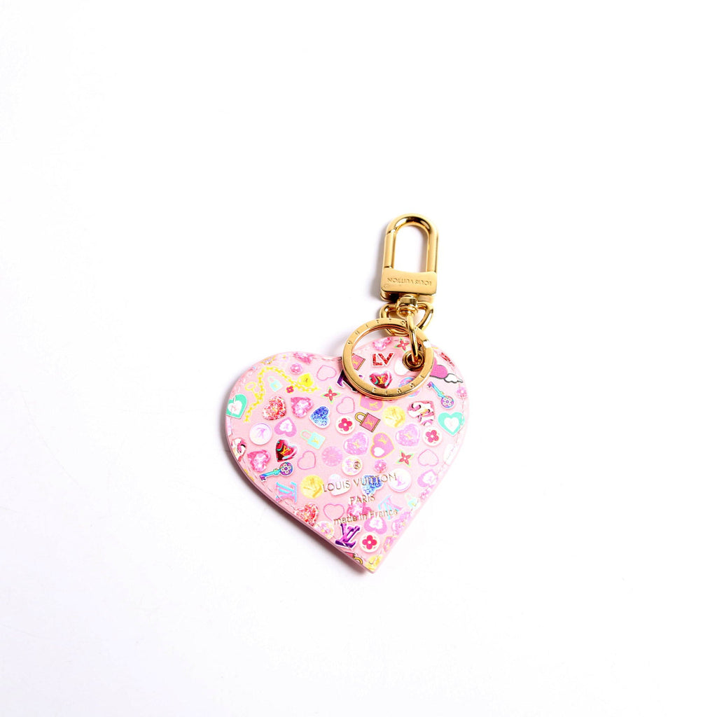 Love Lock Heart Vernis Key Ring Bag Charm Pink