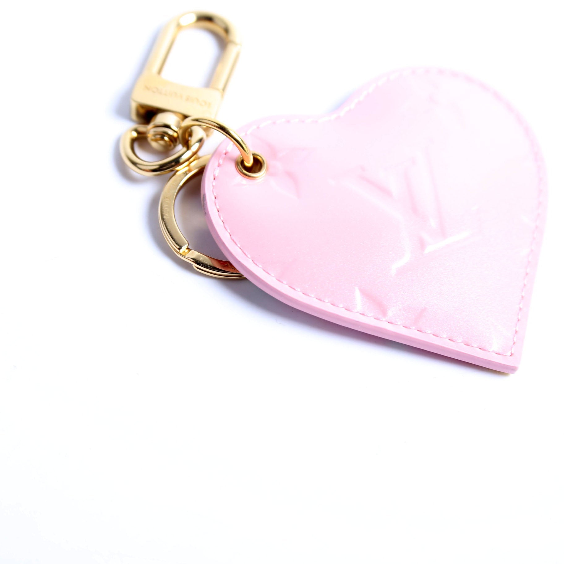 Love Lock Heart Vernis Key Ring Bag Charm Pink