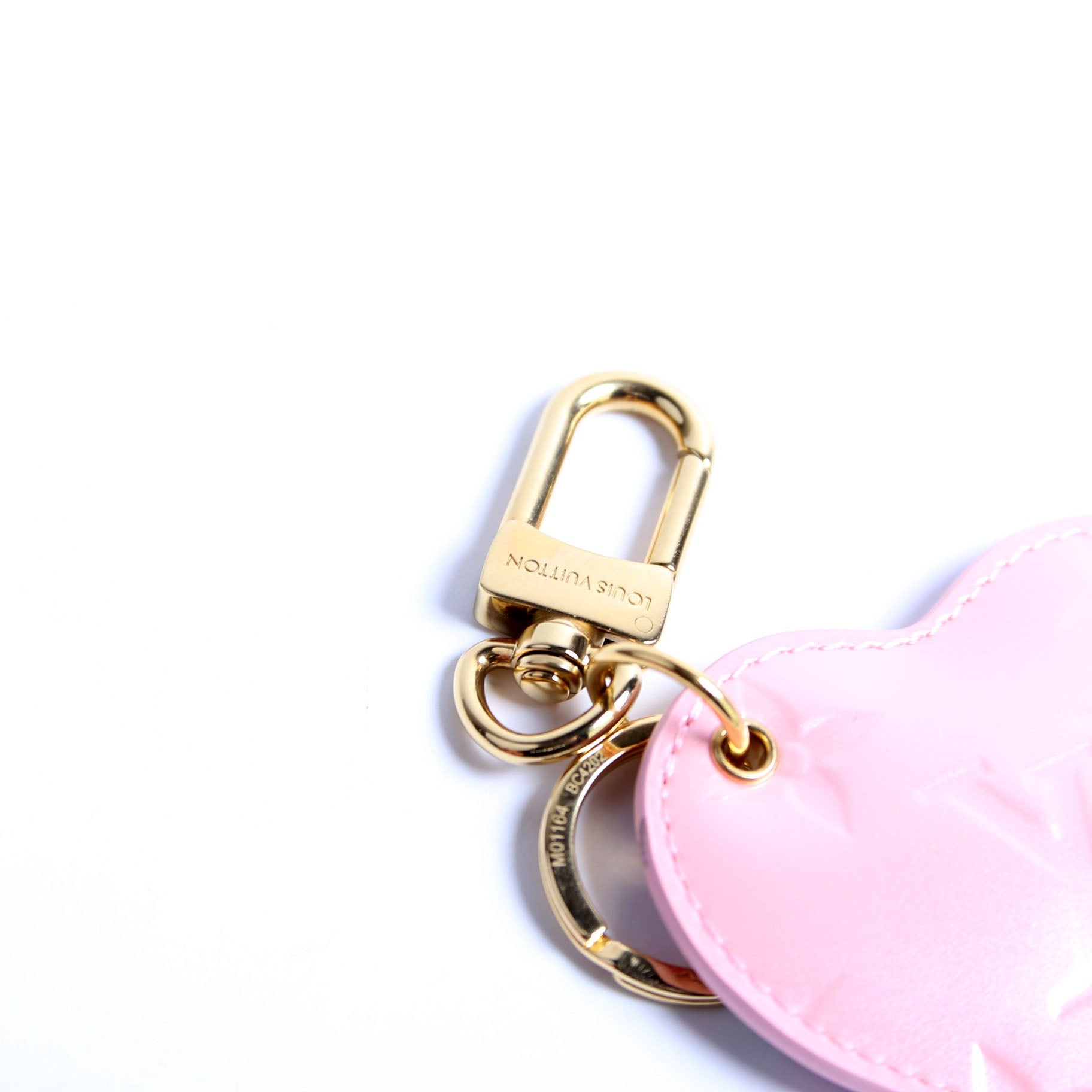 Love Lock Heart Vernis Key Ring Bag Charm Pink