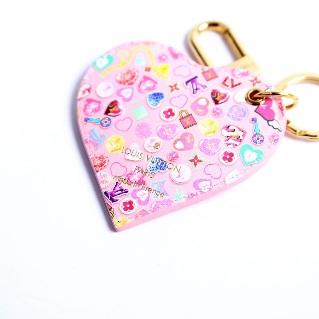 Love Lock Heart Vernis Key Ring Bag Charm Pink