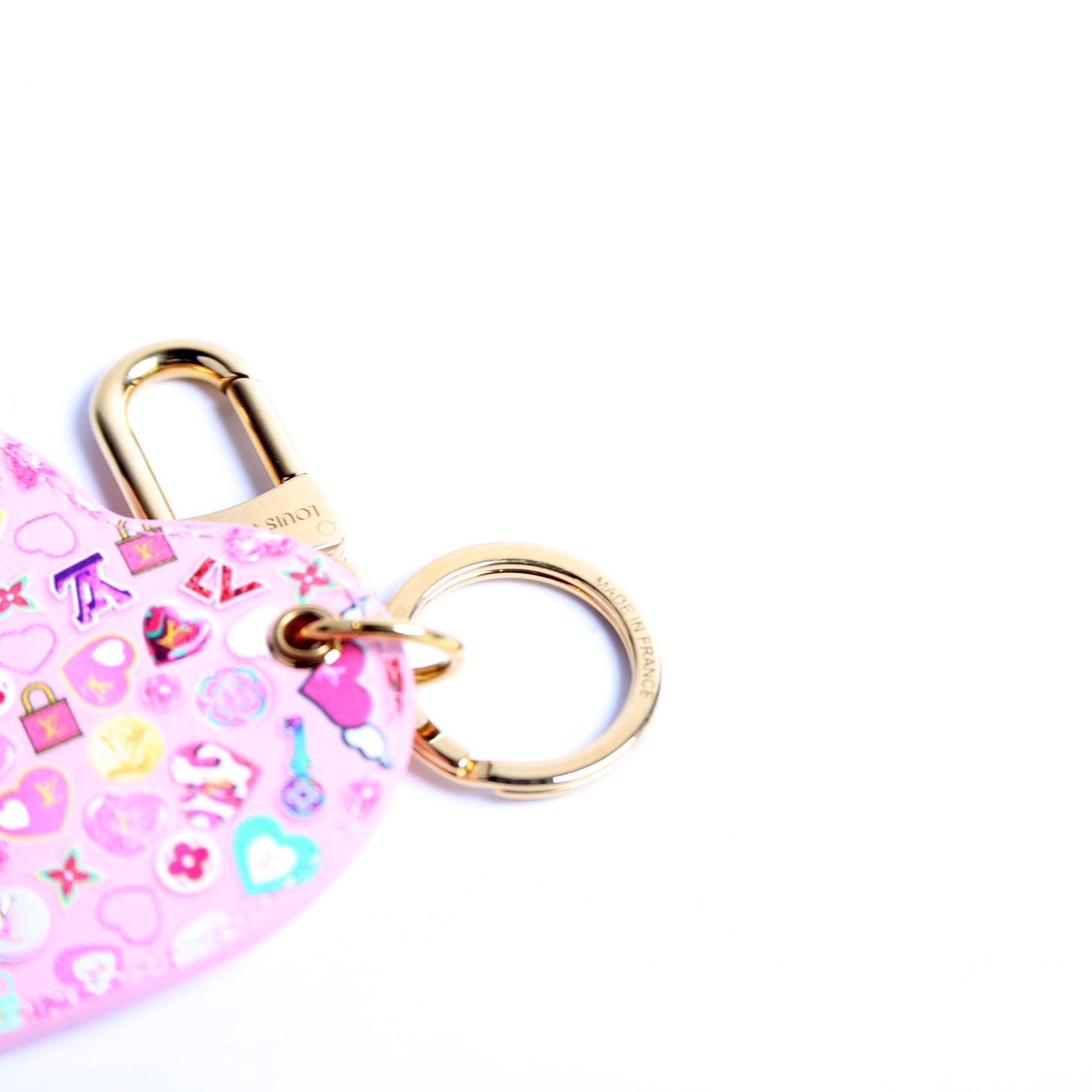 Love Lock Heart Vernis Key Ring Bag Charm Pink
