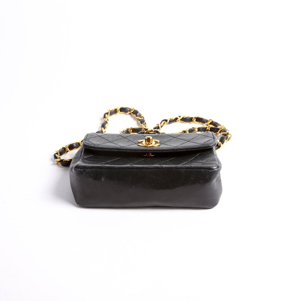 CC Quilted Lambskin Extra Mini Flap Bag 1M Vintage Black