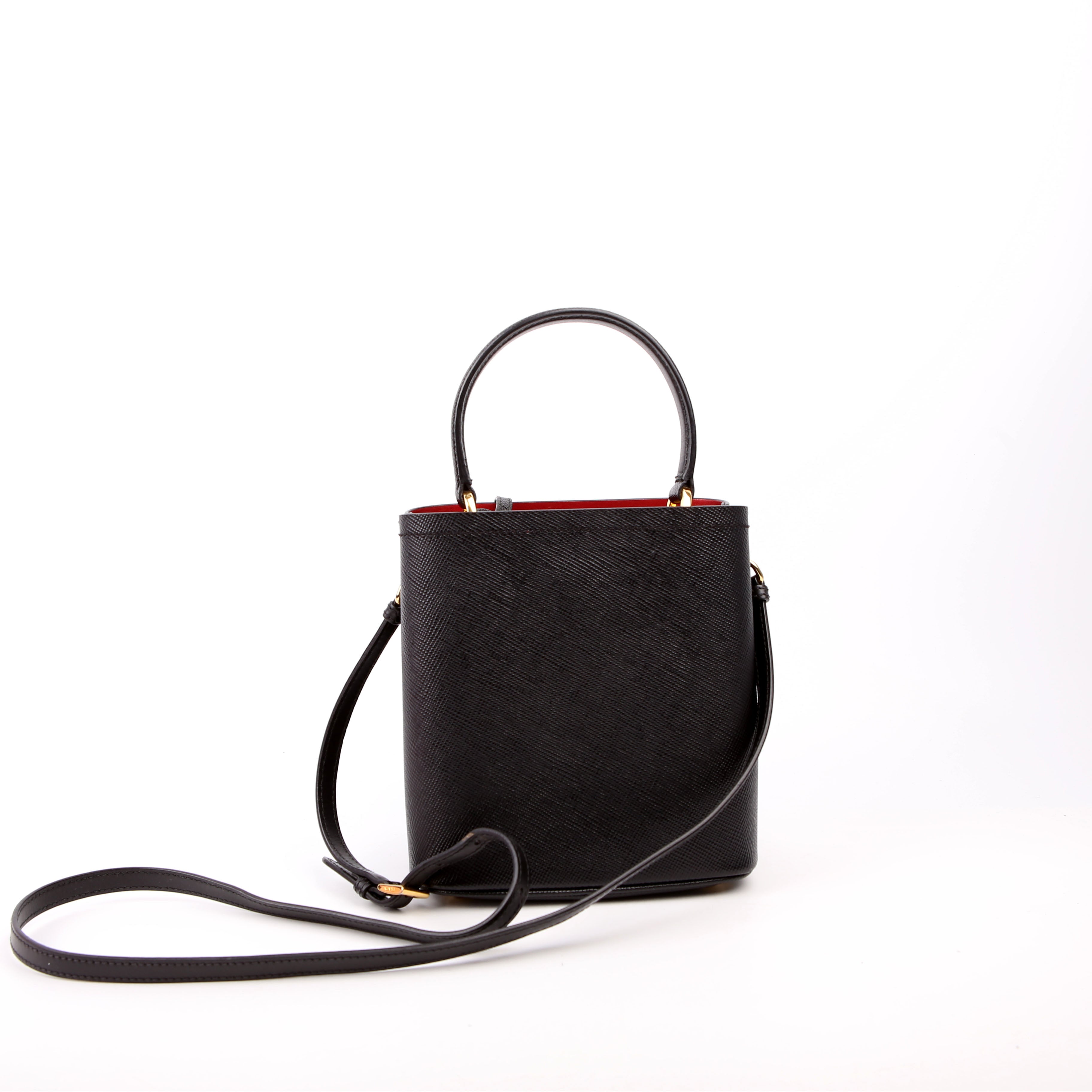 1BA217 Saffiano Cuir Small Panier Bag Black