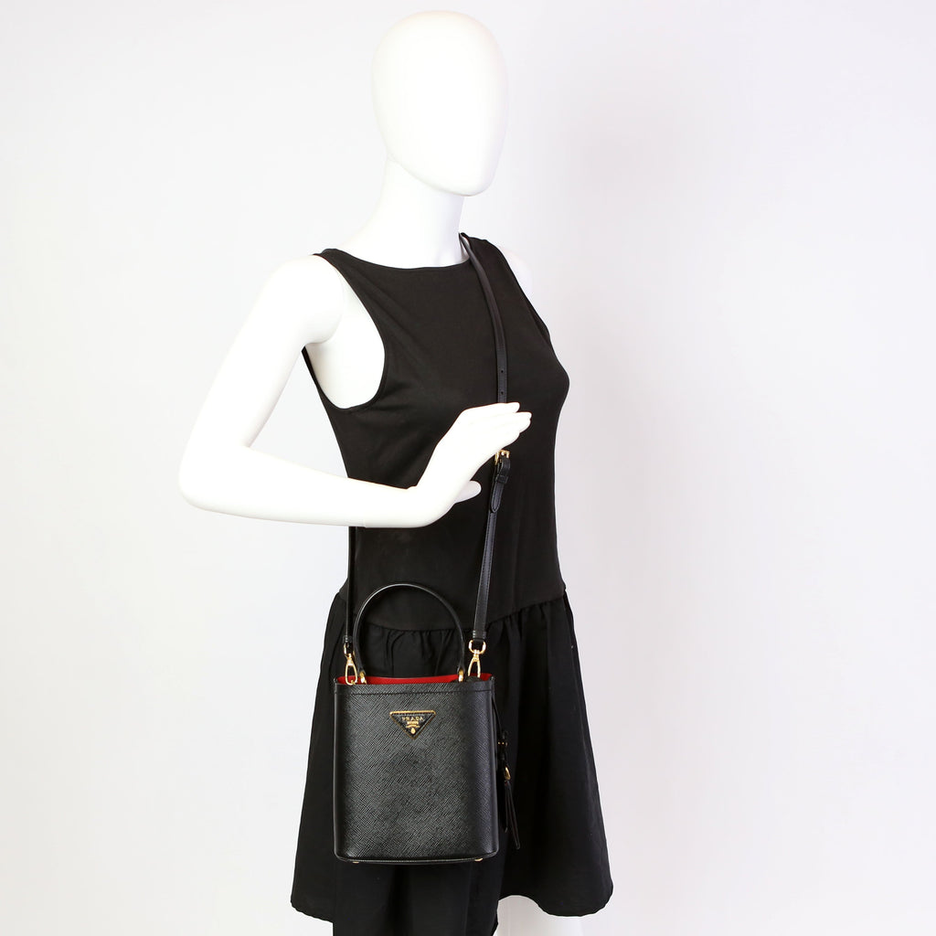 1BA217 Saffiano Cuir Small Panier Bag Black