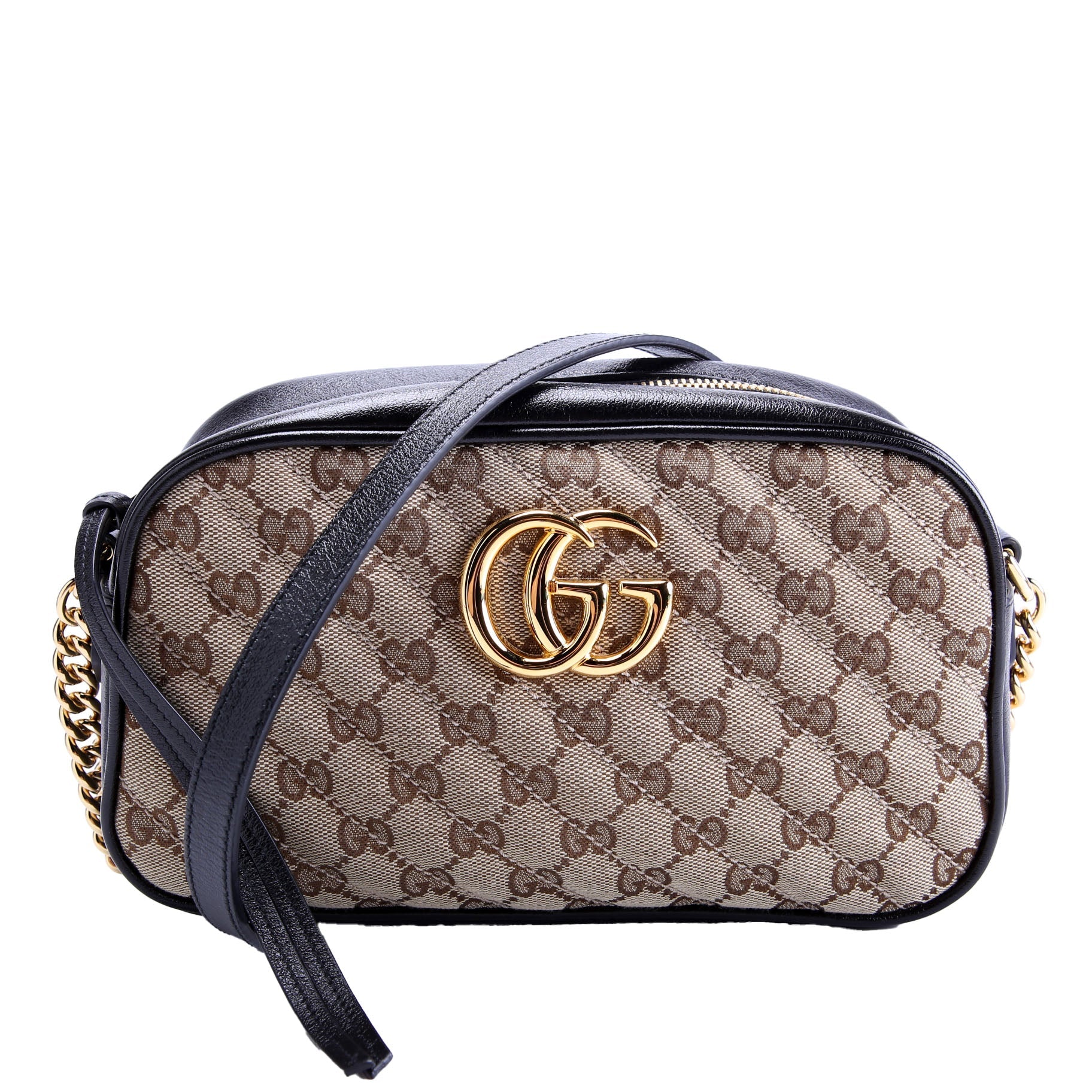 Gucci 447632 Marmont Small Canvas Camera Black/Brown