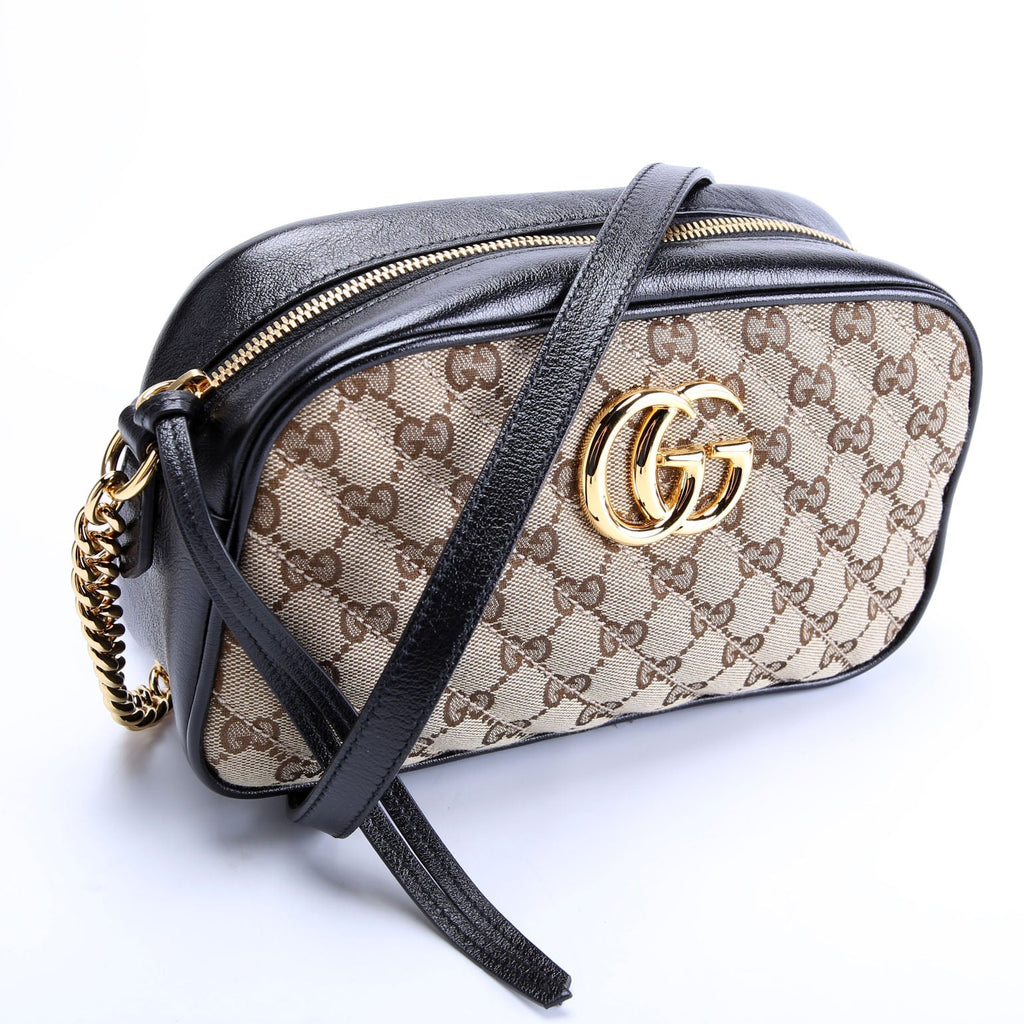 Gucci 447632 Marmont Small Canvas Camera Black/Brown
