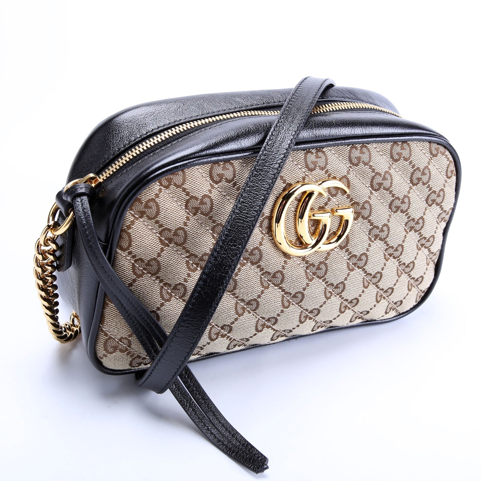 Gucci 447632 Marmont Small Canvas Camera Black/Brown