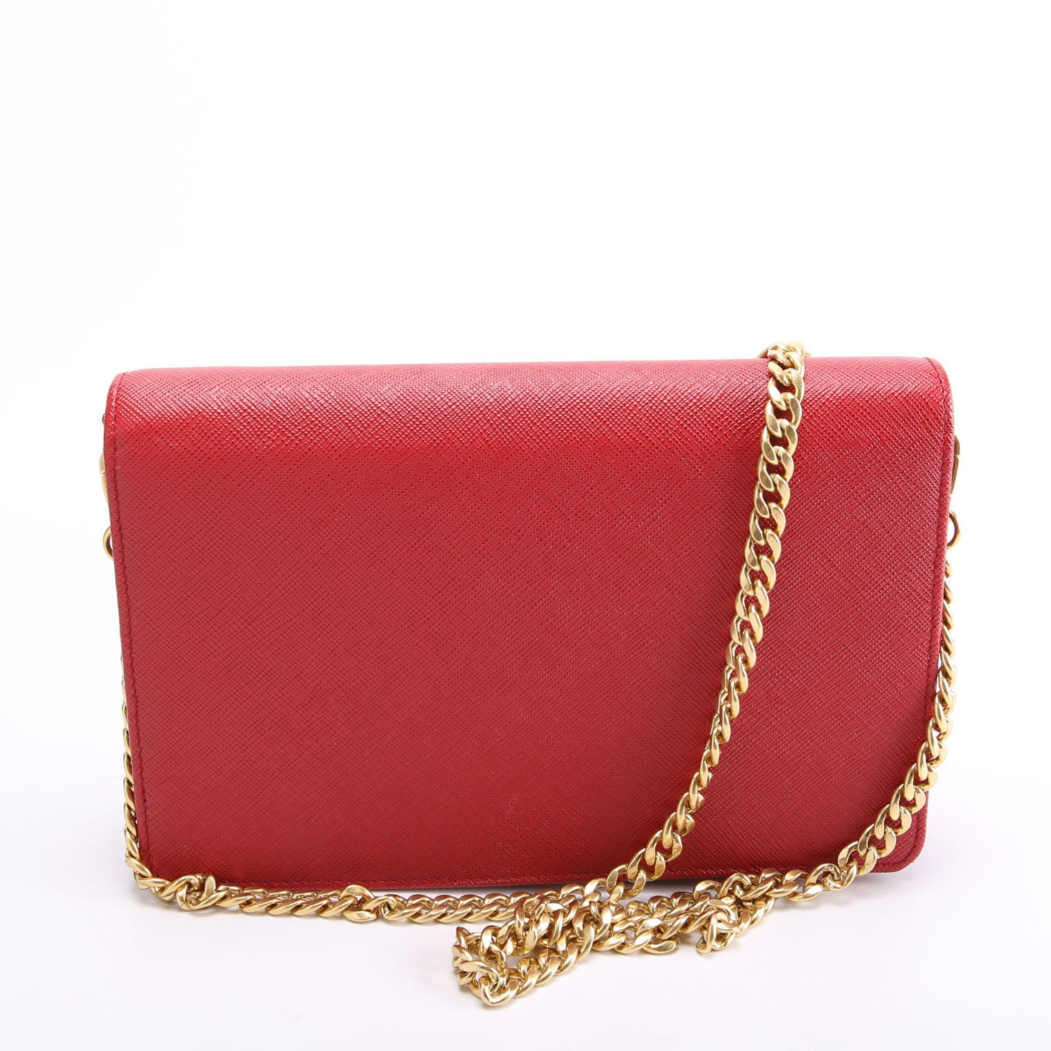 1BP018 Saffiano Lux Mini Chain Bag Red
