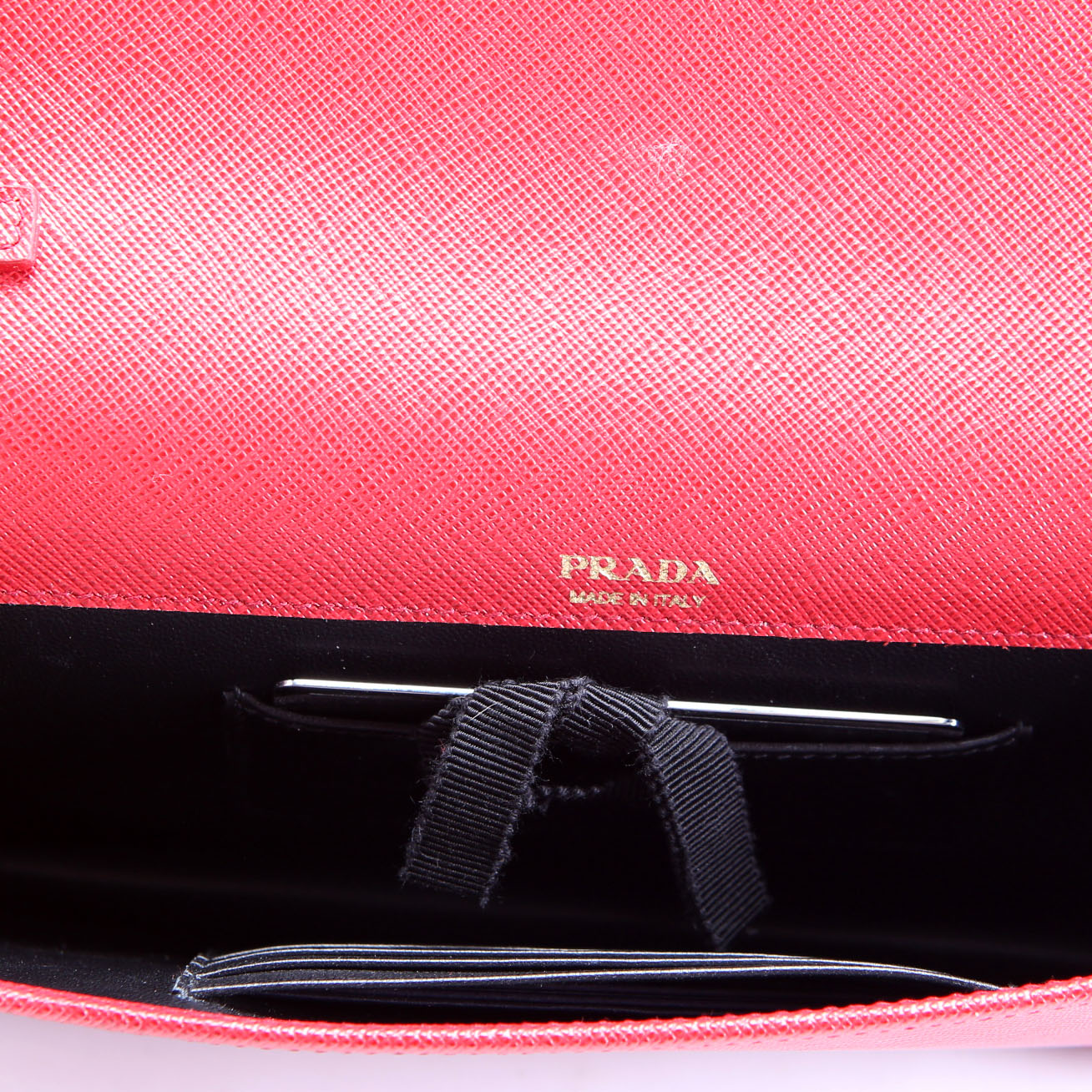 1BP018 Saffiano Lux Mini Chain Bag Red