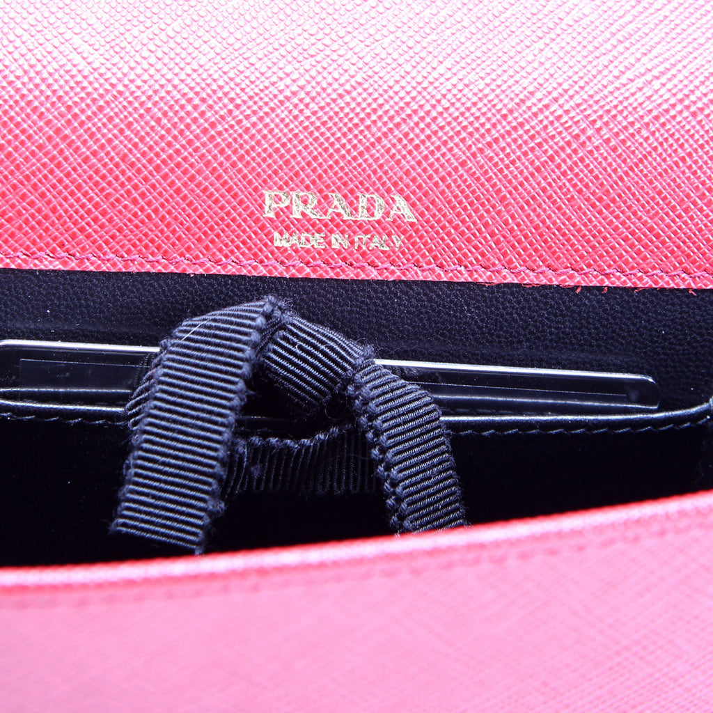 1BP018 Saffiano Lux Mini Chain Bag Red