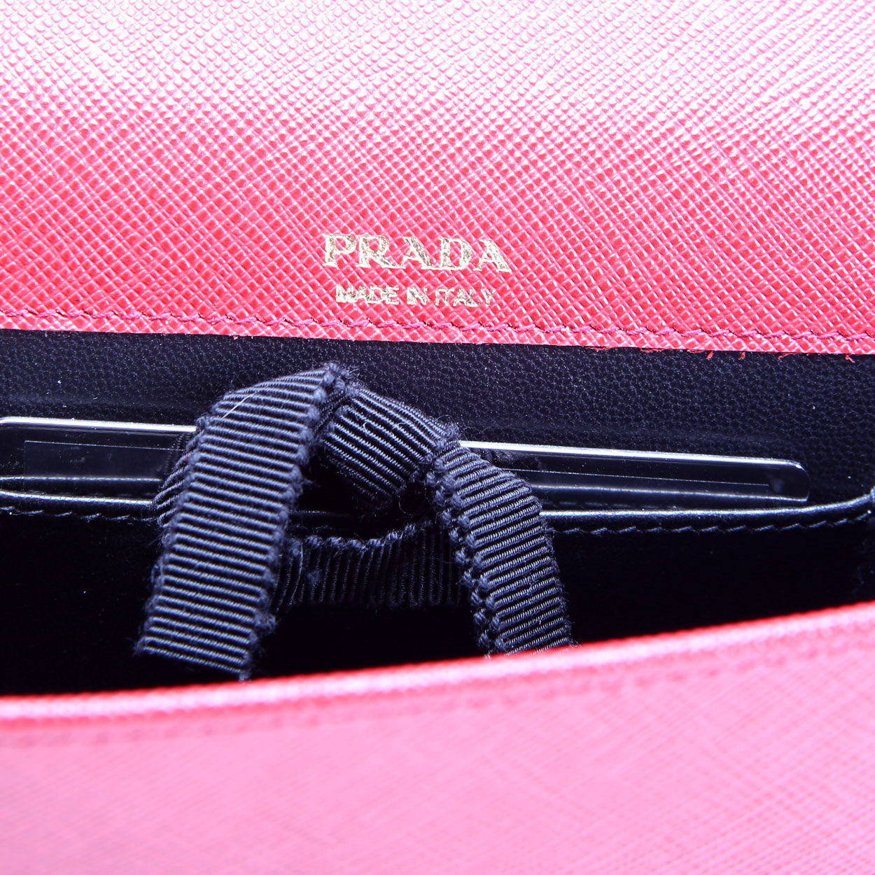 1BP018 Saffiano Lux Mini Chain Bag Red