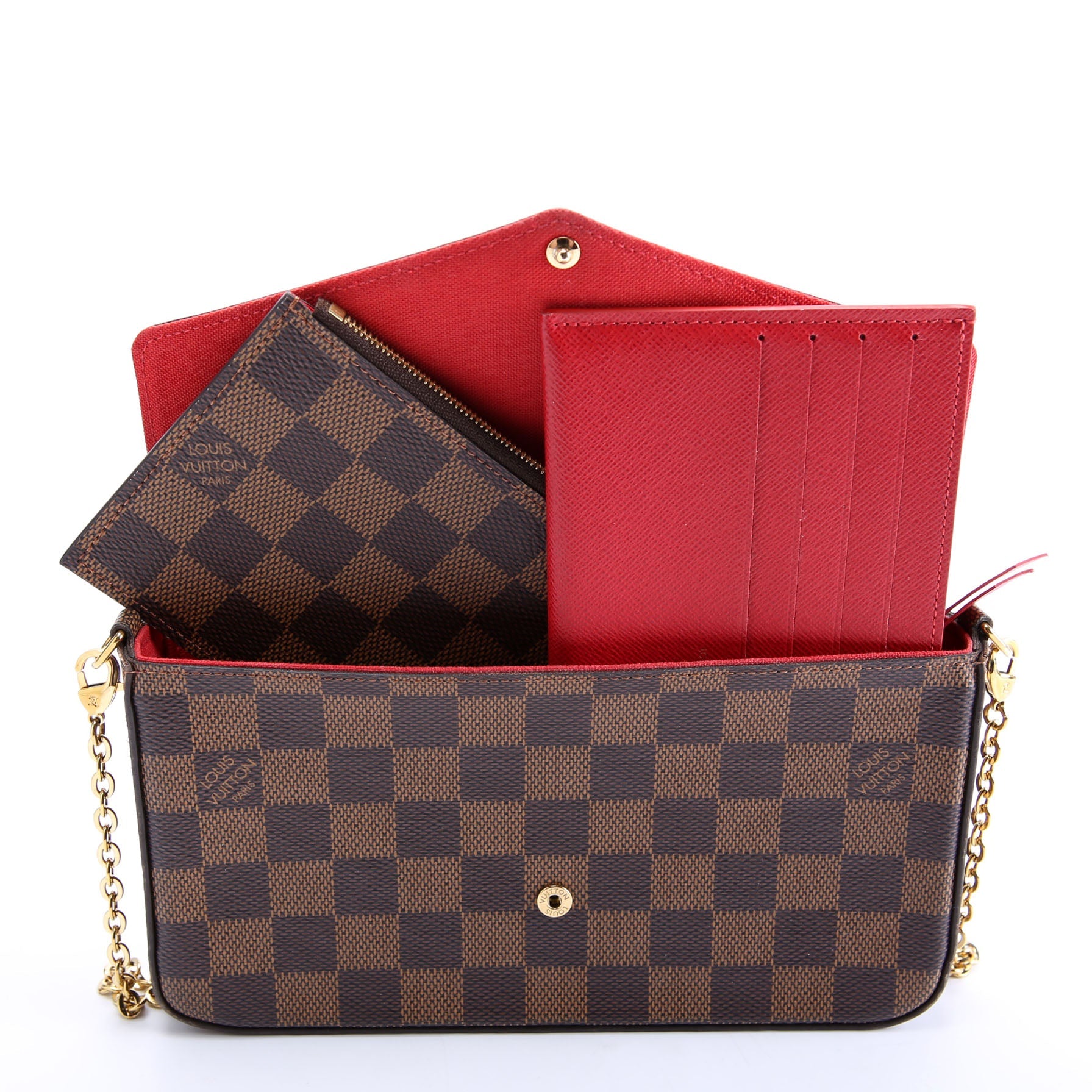 Pochette Felicie Damier Ebene Red