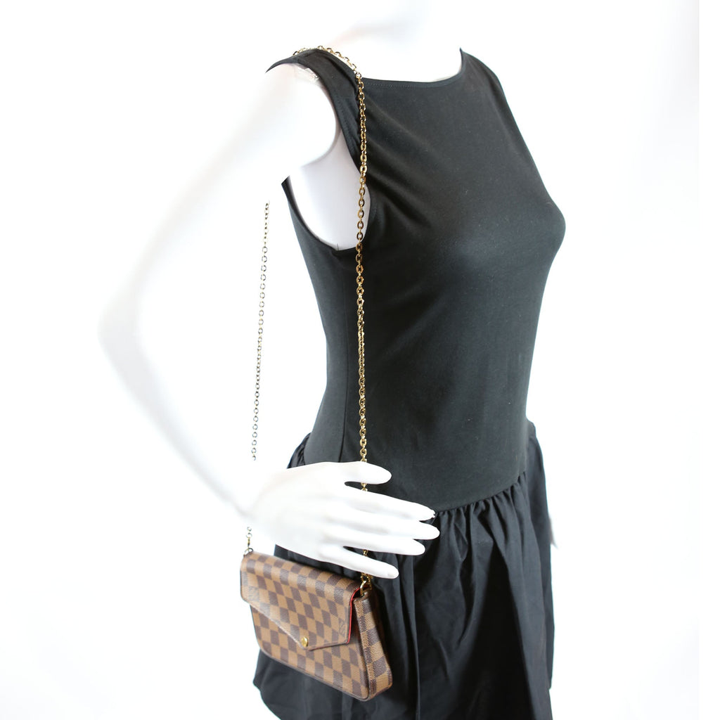 Pochette Felicie Damier Ebene Red