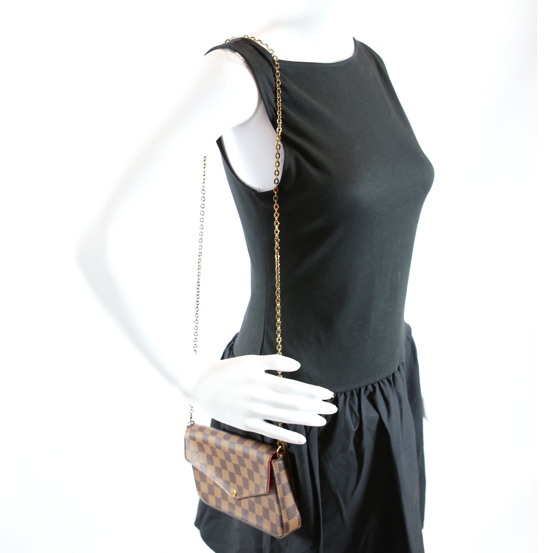 Pochette Felicie Damier Ebene Red
