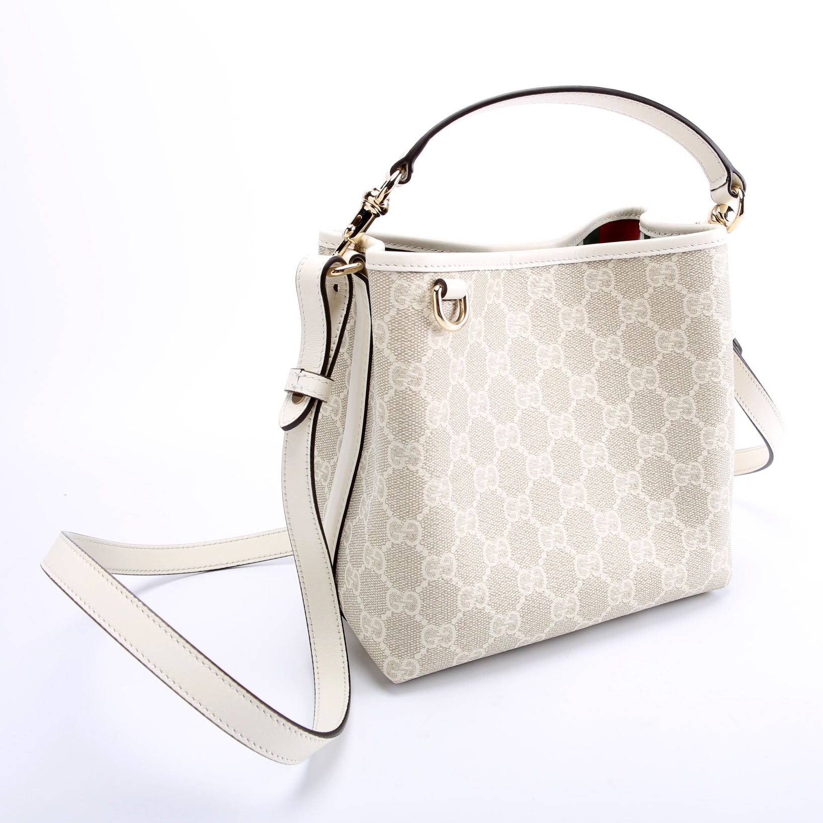 815118 GG Emblem Bucket Small Ivory