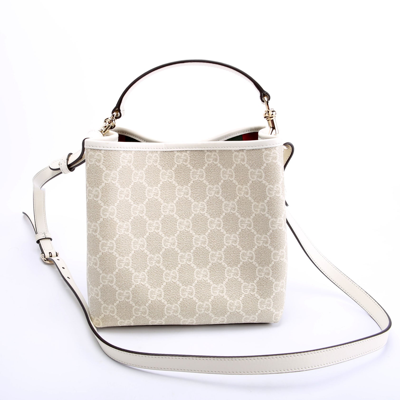 815118 GG Emblem Bucket Small Ivory