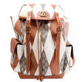 598140 Ophidia Leather Double Buckle Rhombus Print Backpack Medium