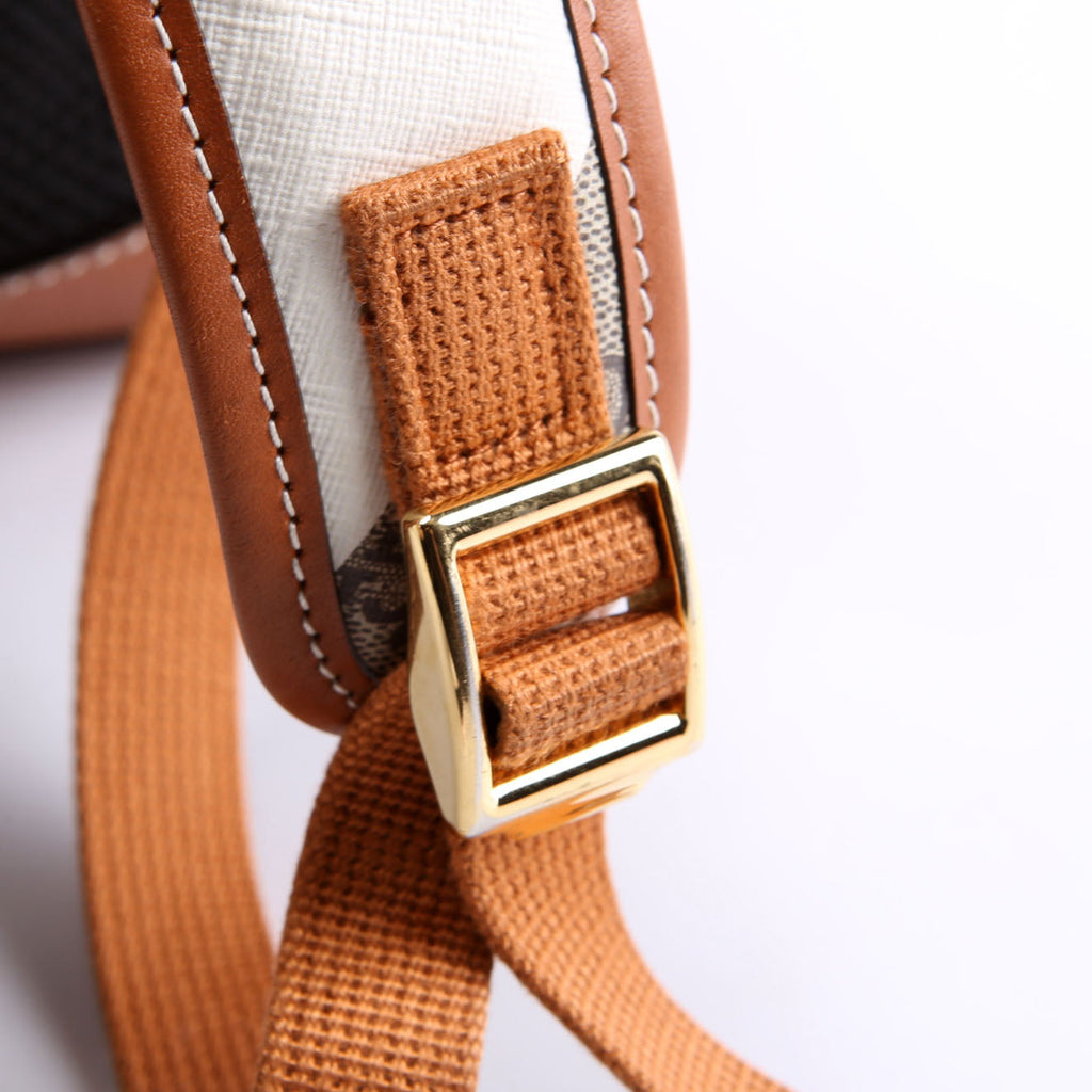 598140 Ophidia Leather Double Buckle Rhombus Print Backpack Medium