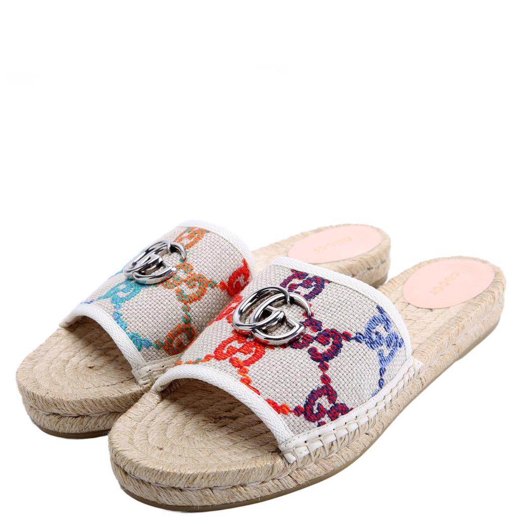 GG Psychedelic Marmont Espadrille Slides Size 40