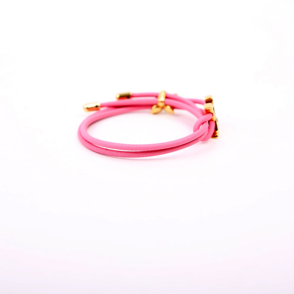 LV Bloom Leather Bracelet Pink
