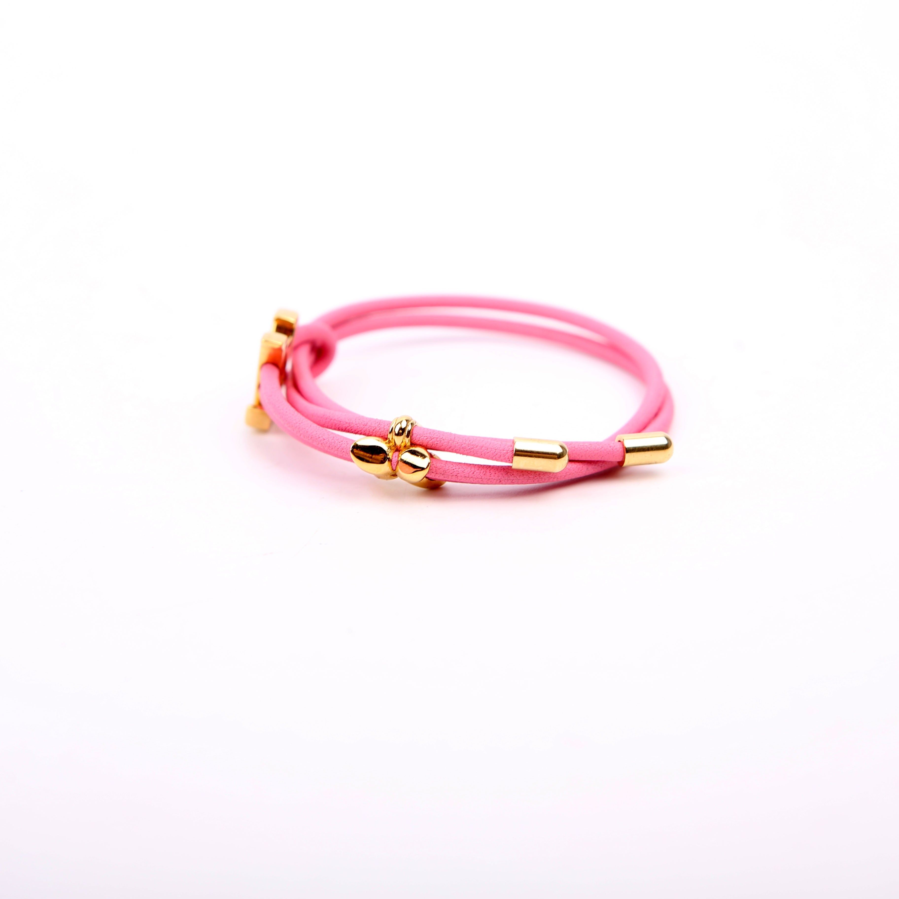 LV Bloom Leather Bracelet Pink