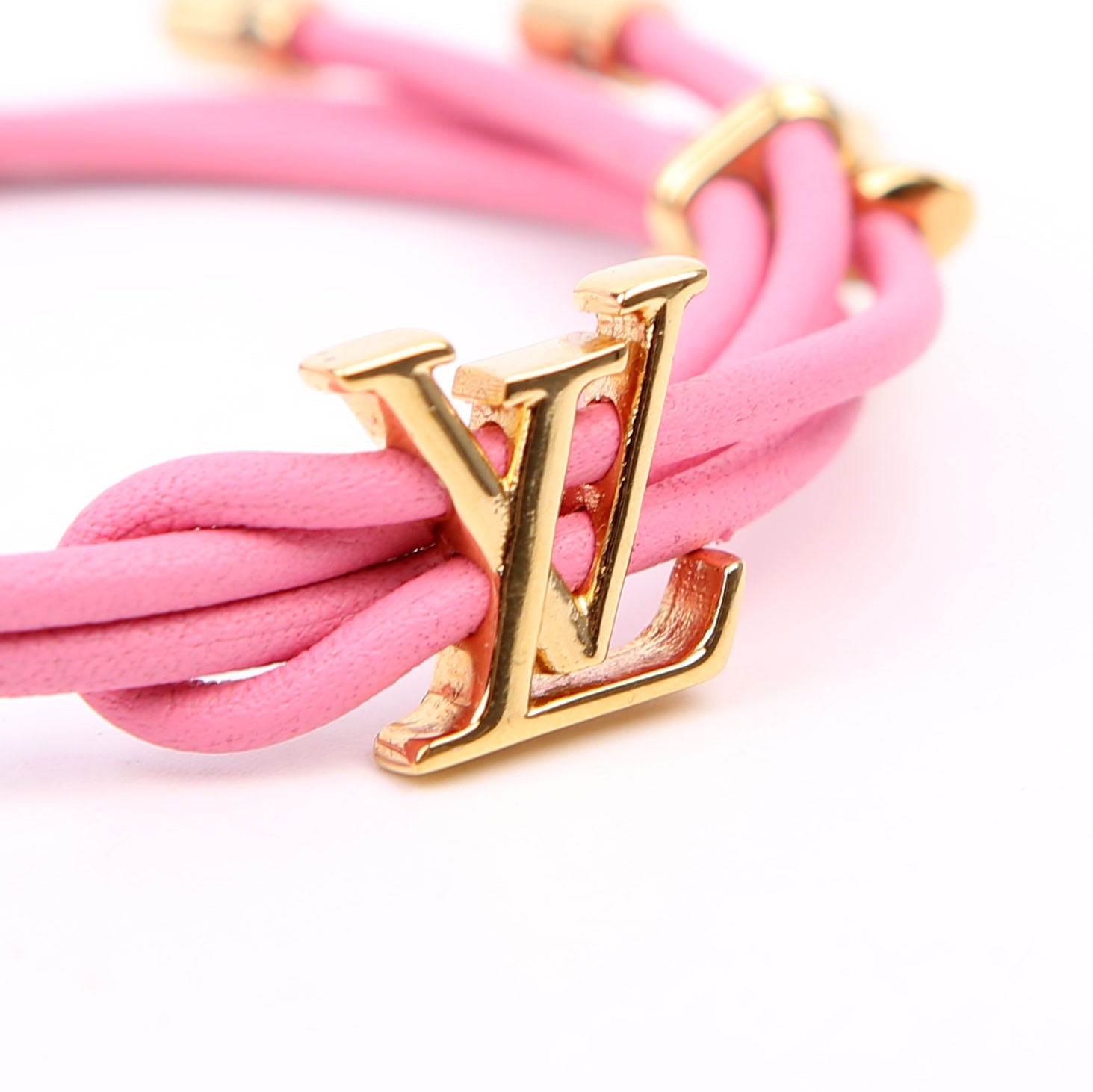LV Bloom Leather Bracelet Pink