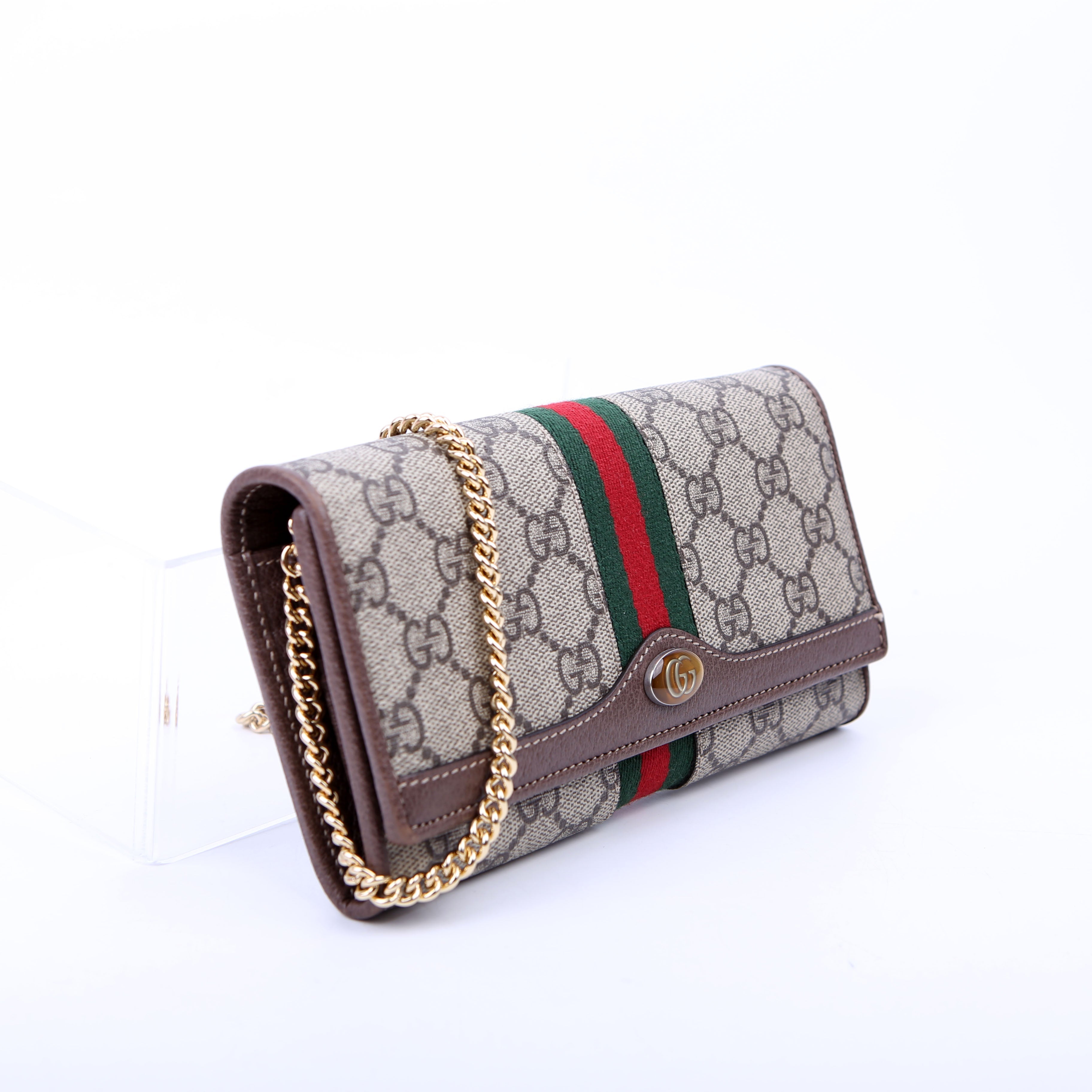 546592 Ophidia GG Supreme Chain Wallet Brown