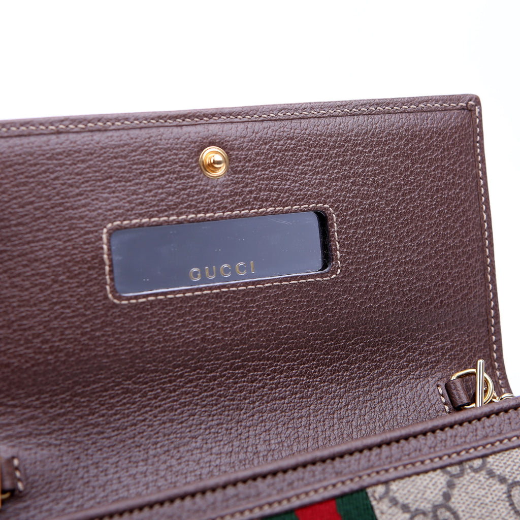546592 Ophidia GG Supreme Chain Wallet Brown
