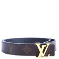 LV Initiales 30MM Reversible Leather/Monogram Belt Size 80/32 Black