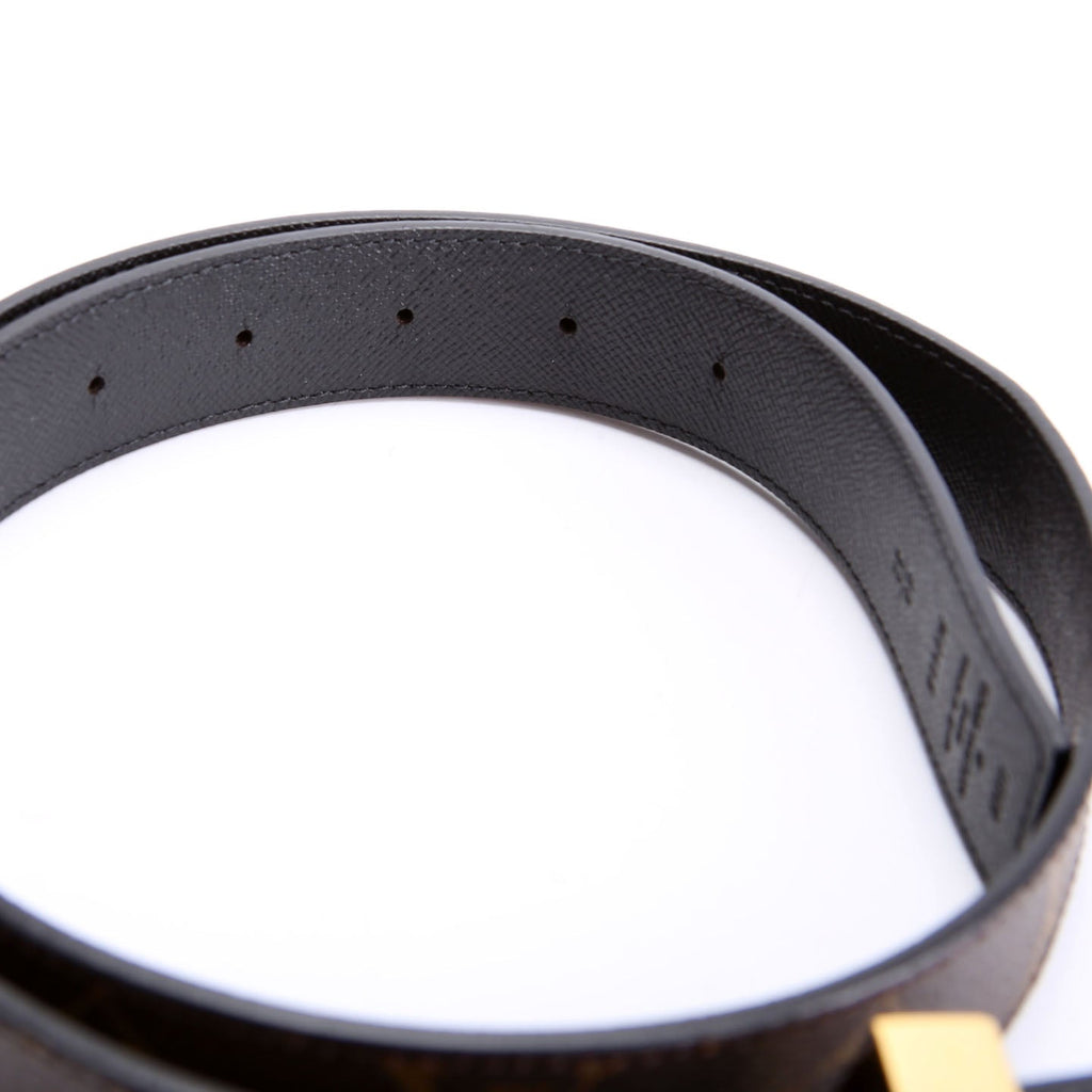 LV Initiales 30MM Reversible Leather/Monogram Belt Size 80/32 Black