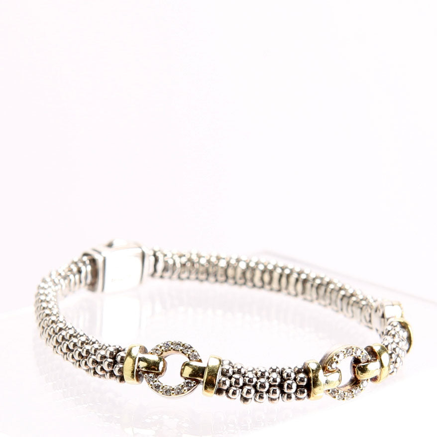 Three Station Enso Bracelet 925/750/Diamonds