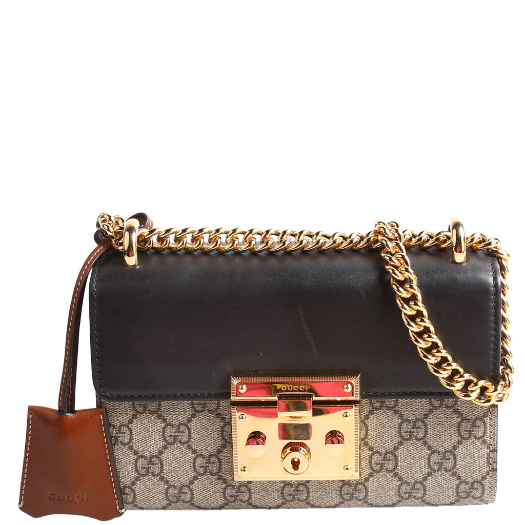 409487 Padlock GG Supreme Small Black/Brown